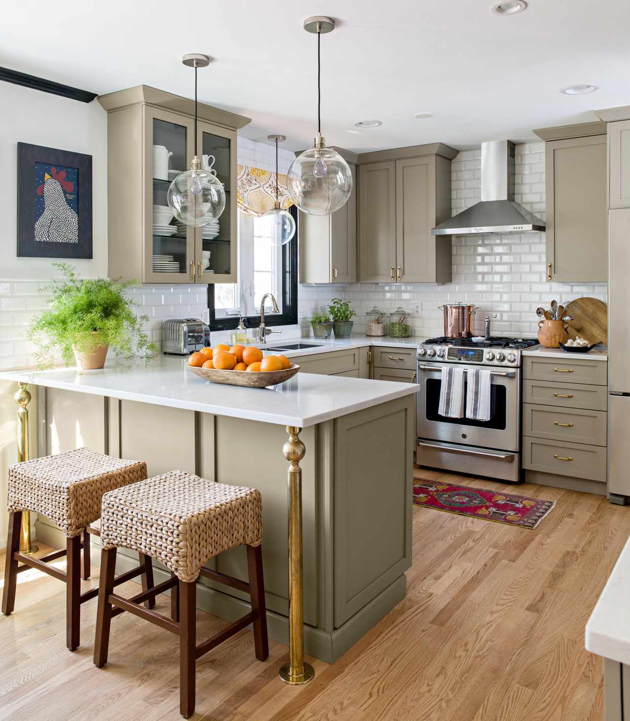 kitchen with beige cabinets