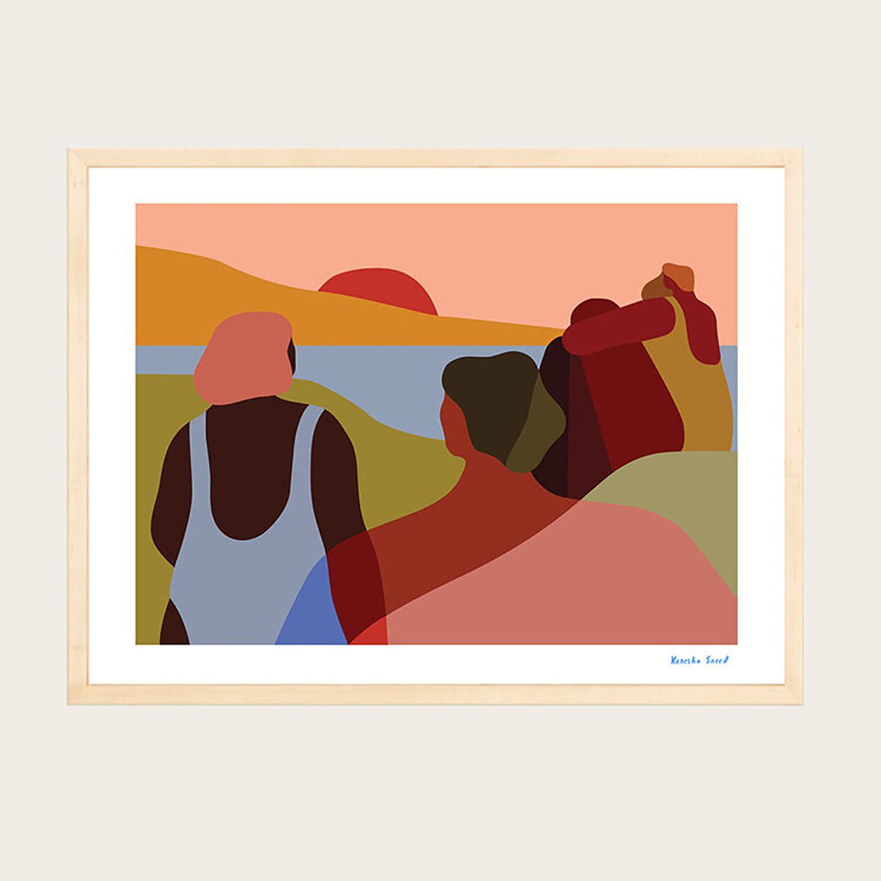 framed art print of black women and sunrise