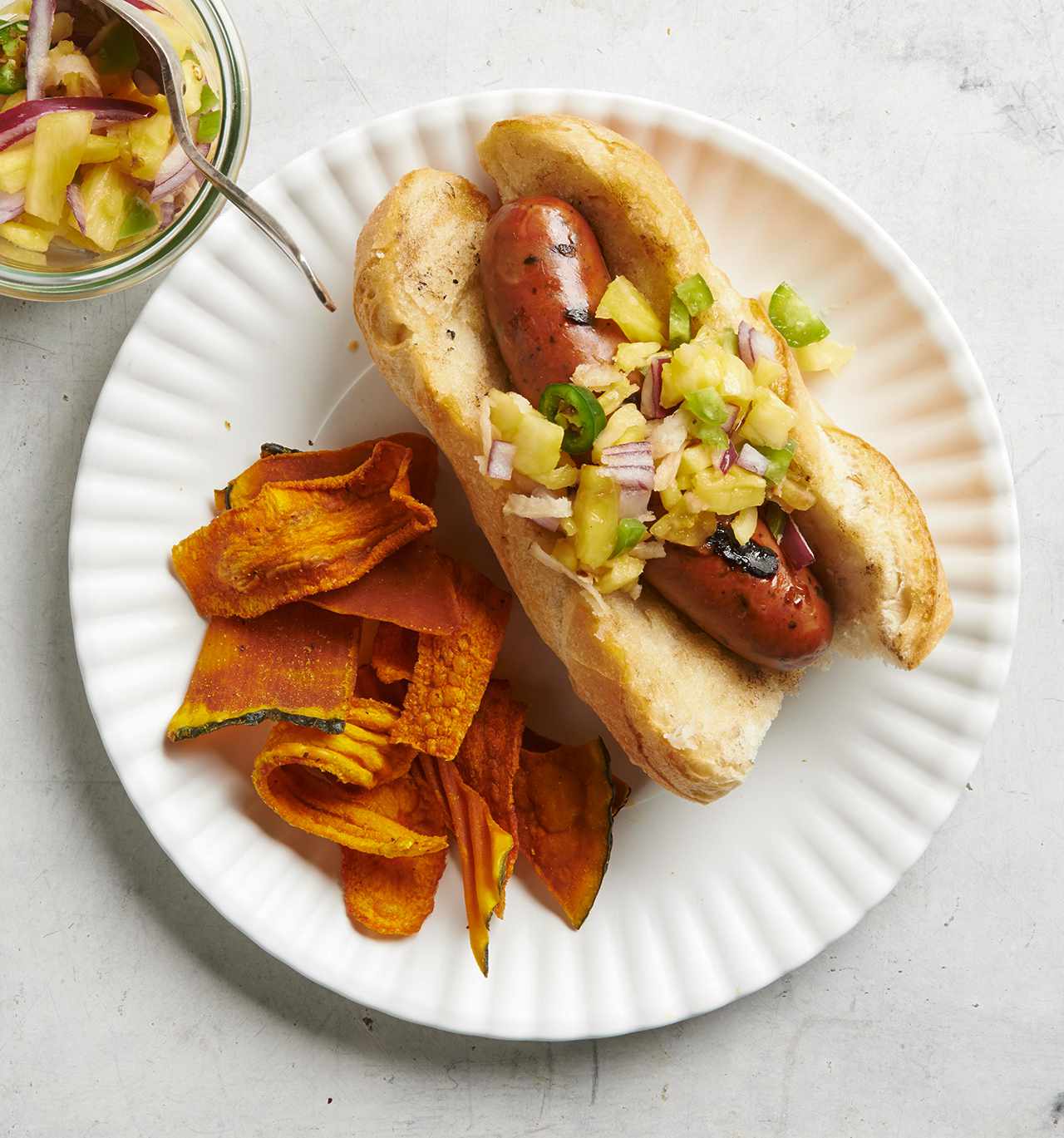Chicken Sausages with Pineapple Relish