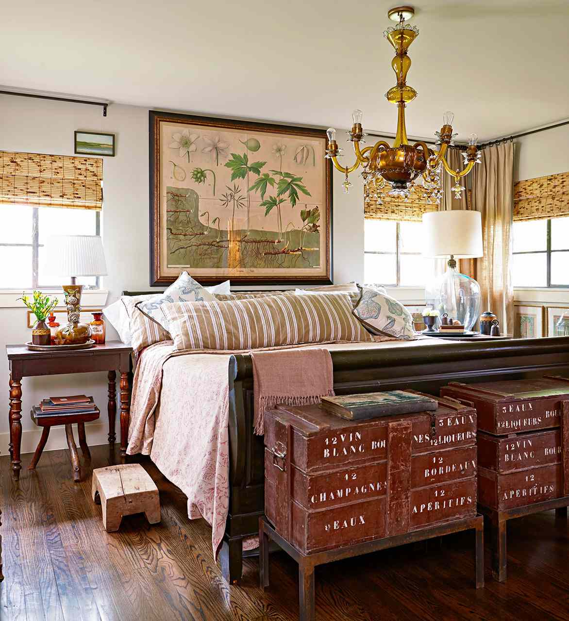 Eclectic style bedroom amber chandelier