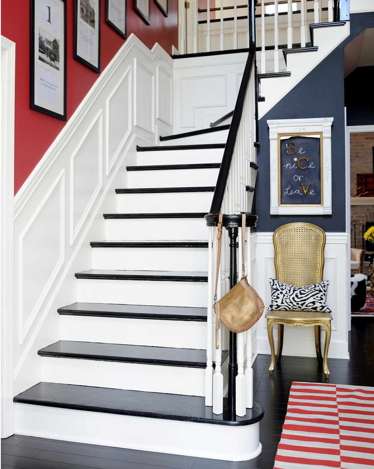 white and red stairway