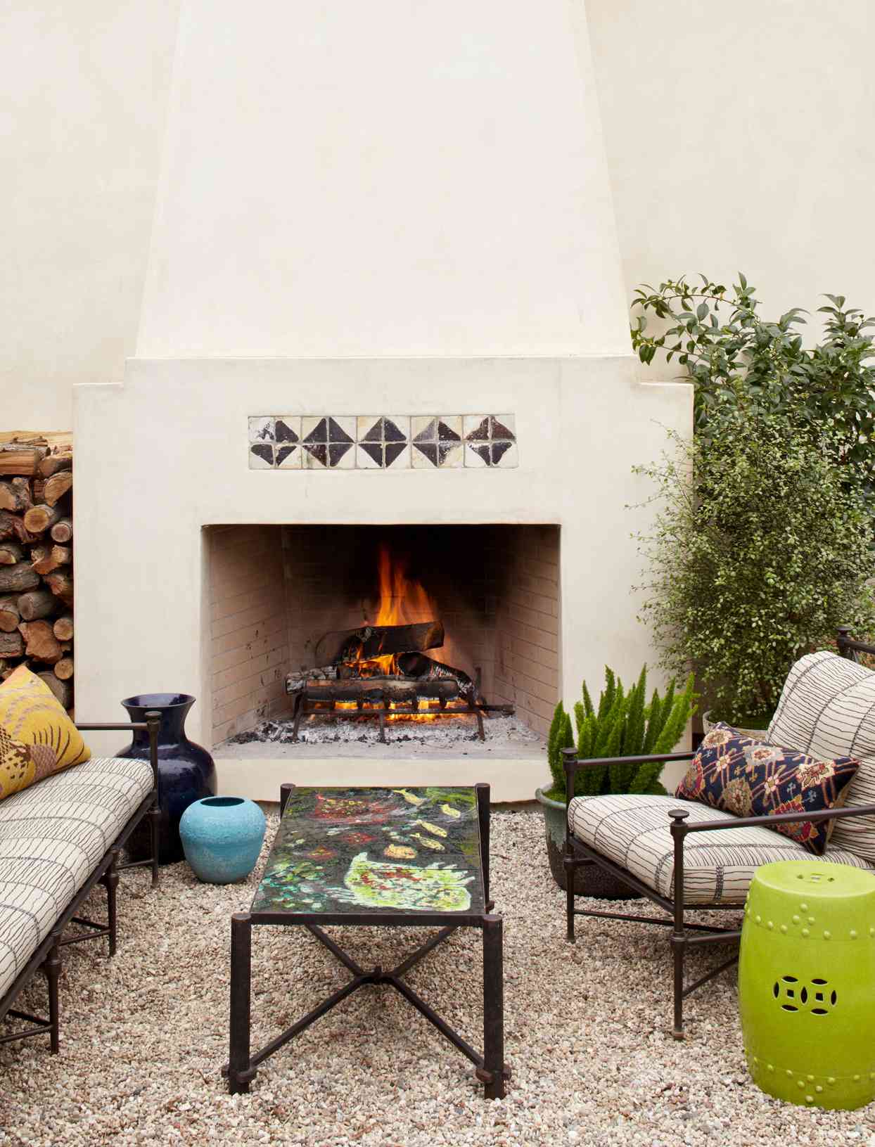 Stucco Outdoor Fireplace