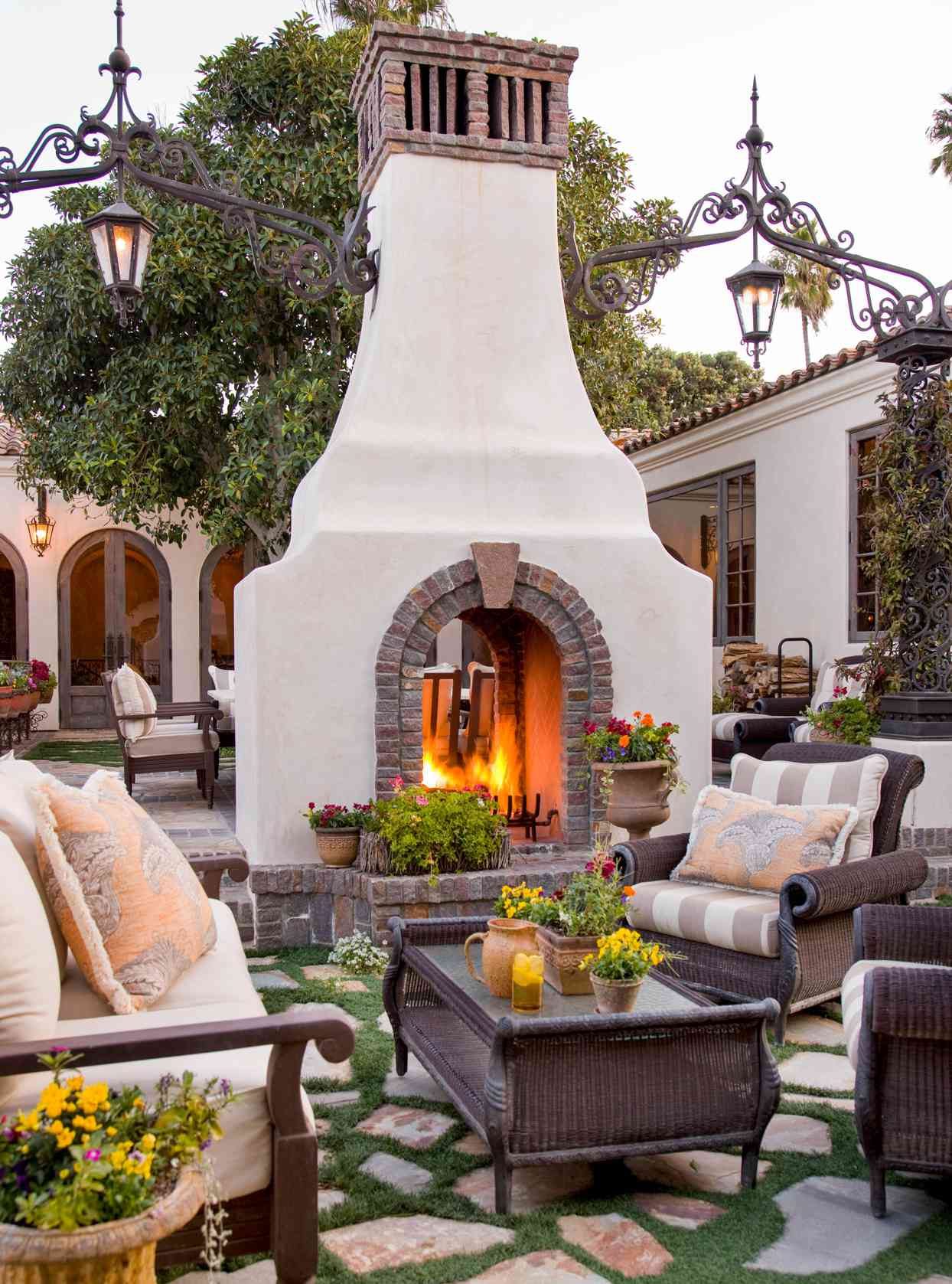 Double-Sided Outdoor Fireplace