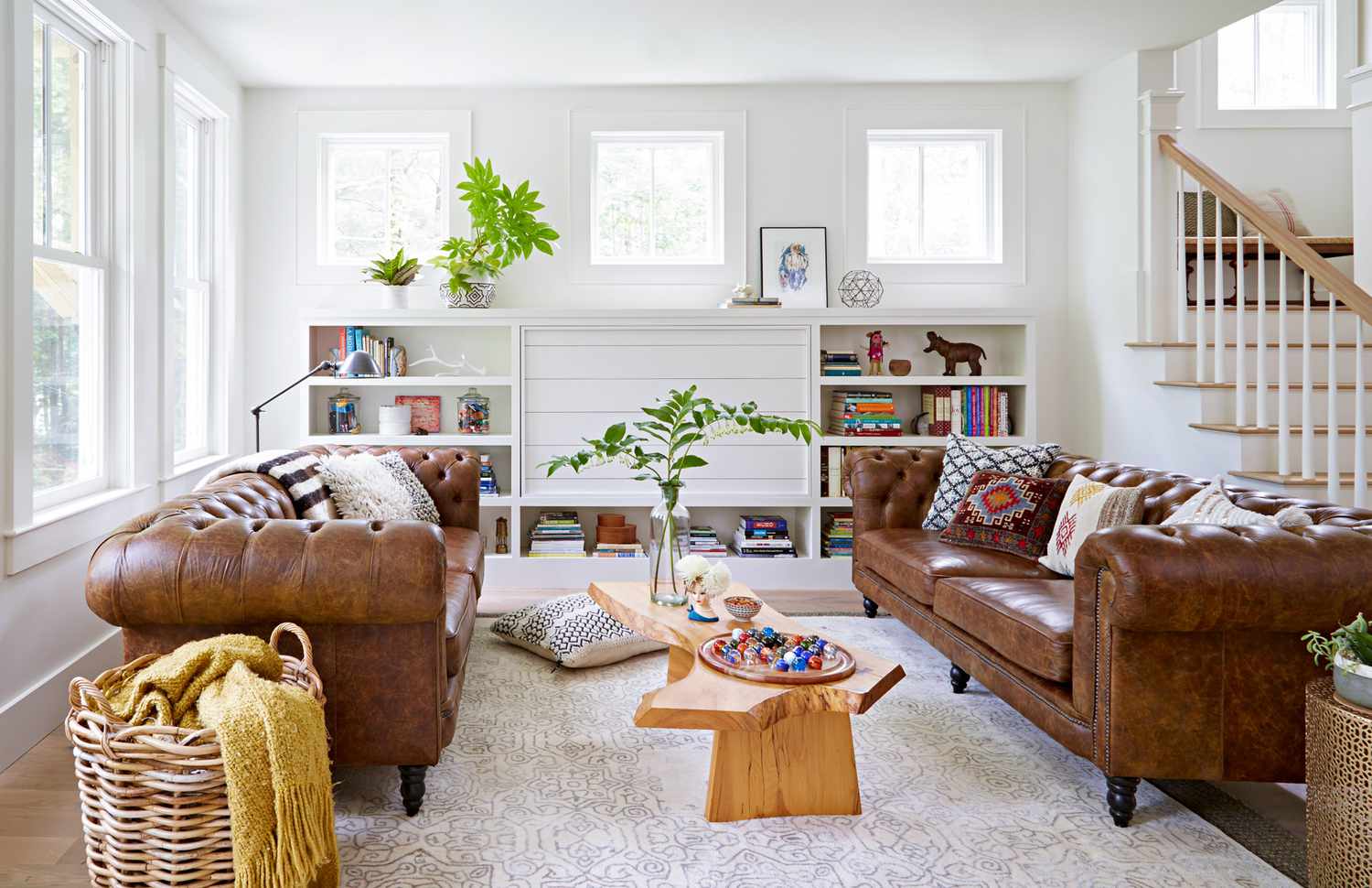 white living room brown sofas