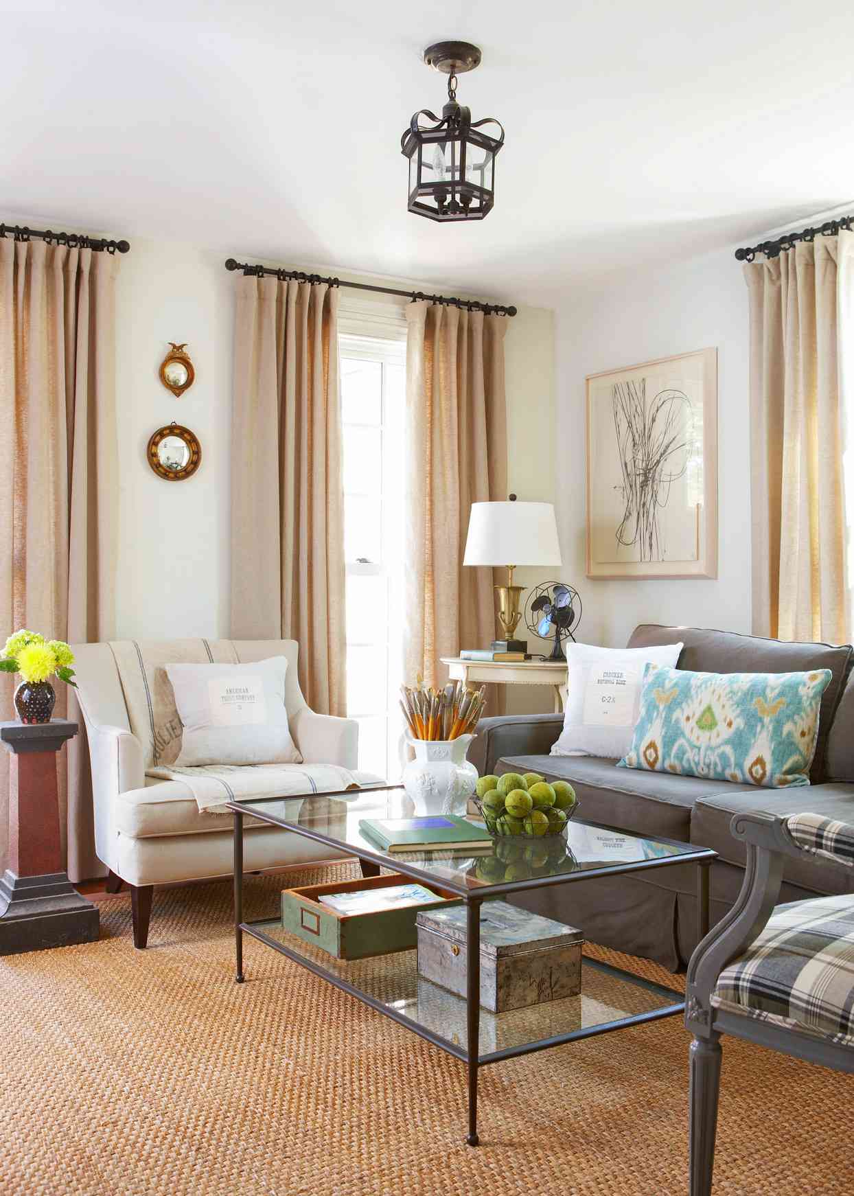 neutral drapes living room