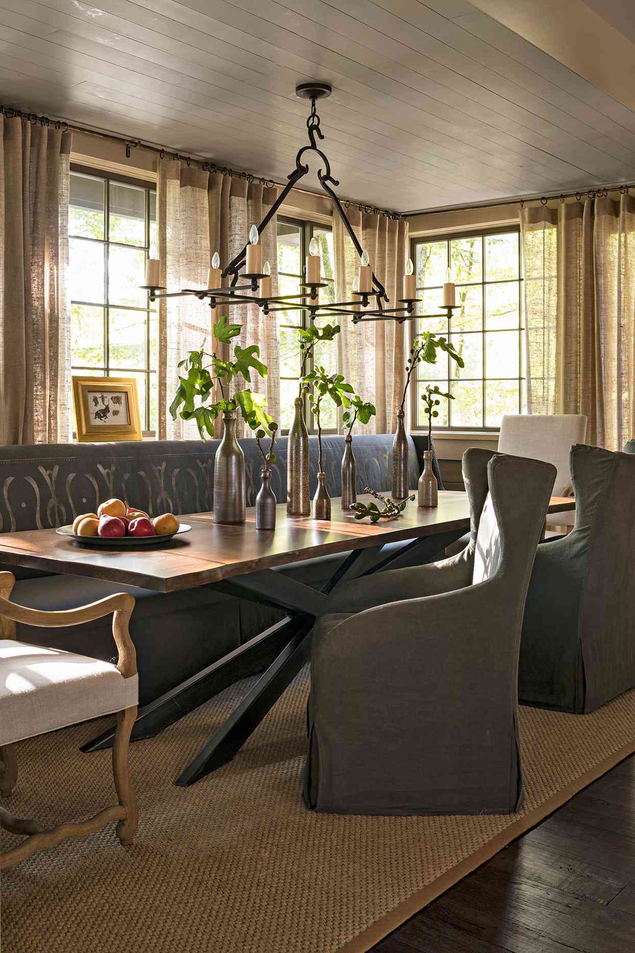 open window dining room grey chairs