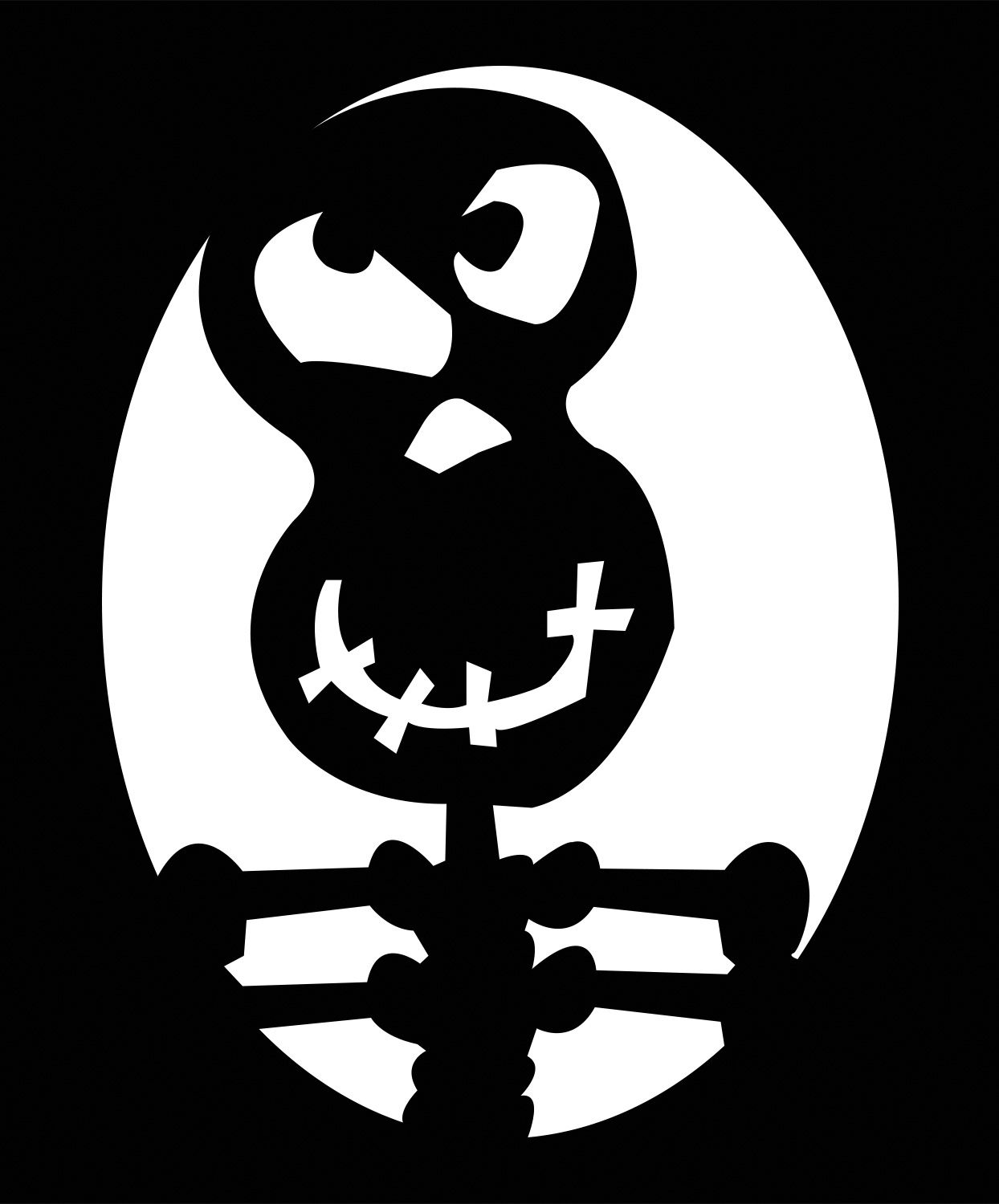 Goofy Skeleton Pumpkin Carving Stencil