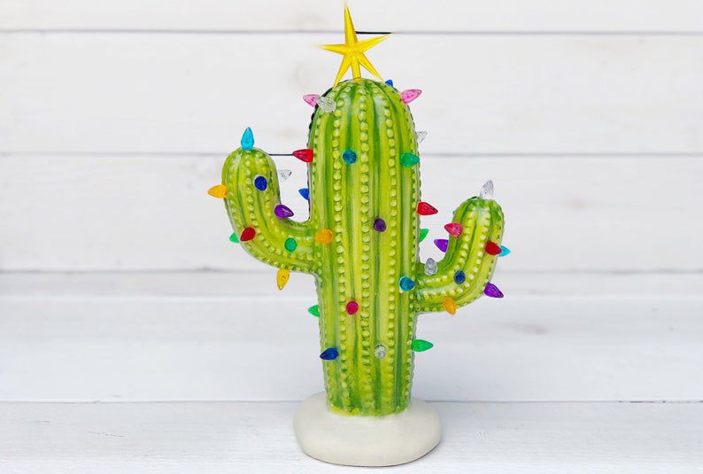 light green ceramic cactus