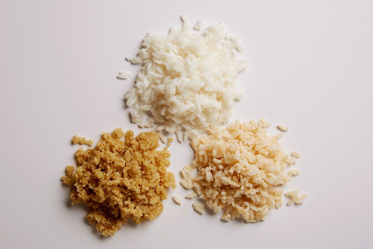 white rice, quinoa, and brown rice
