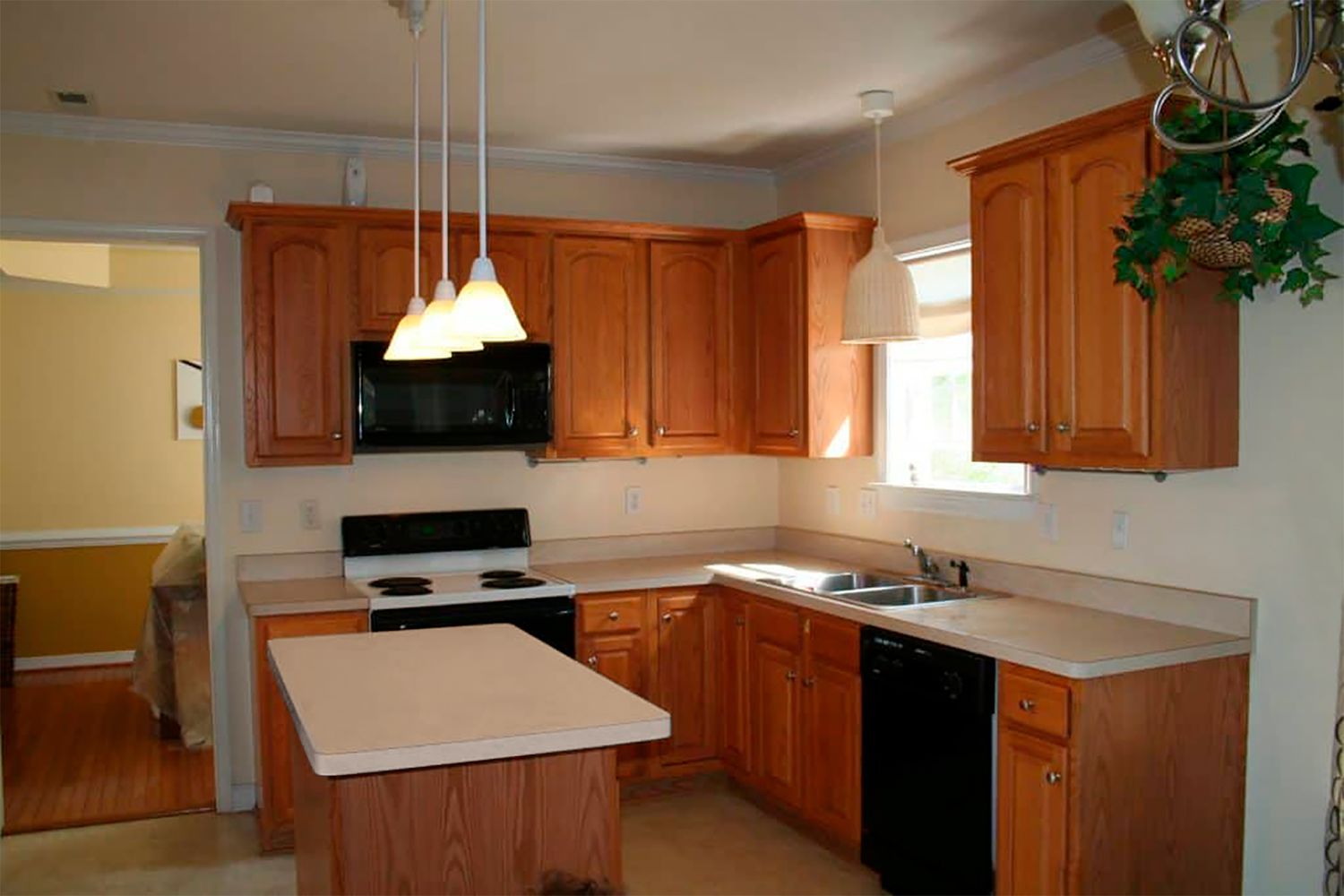 before kitchen dated cabinets