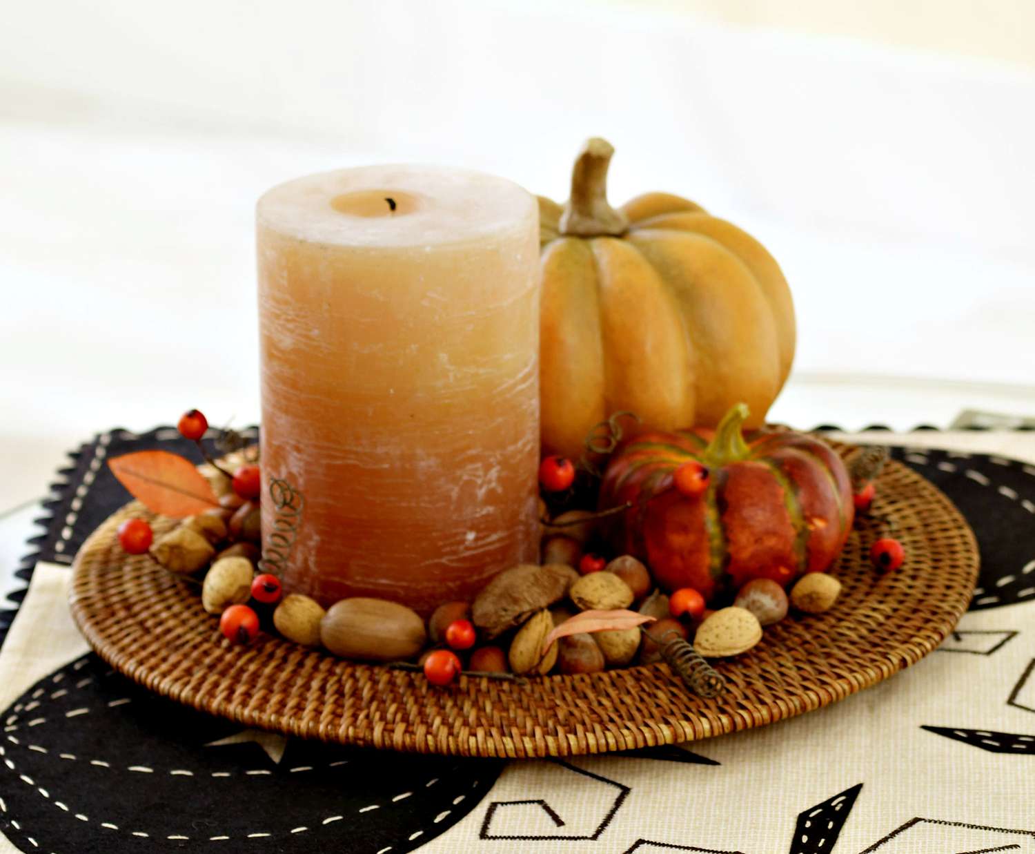 Pumpkin-and-Candle Halloween Centerpiece