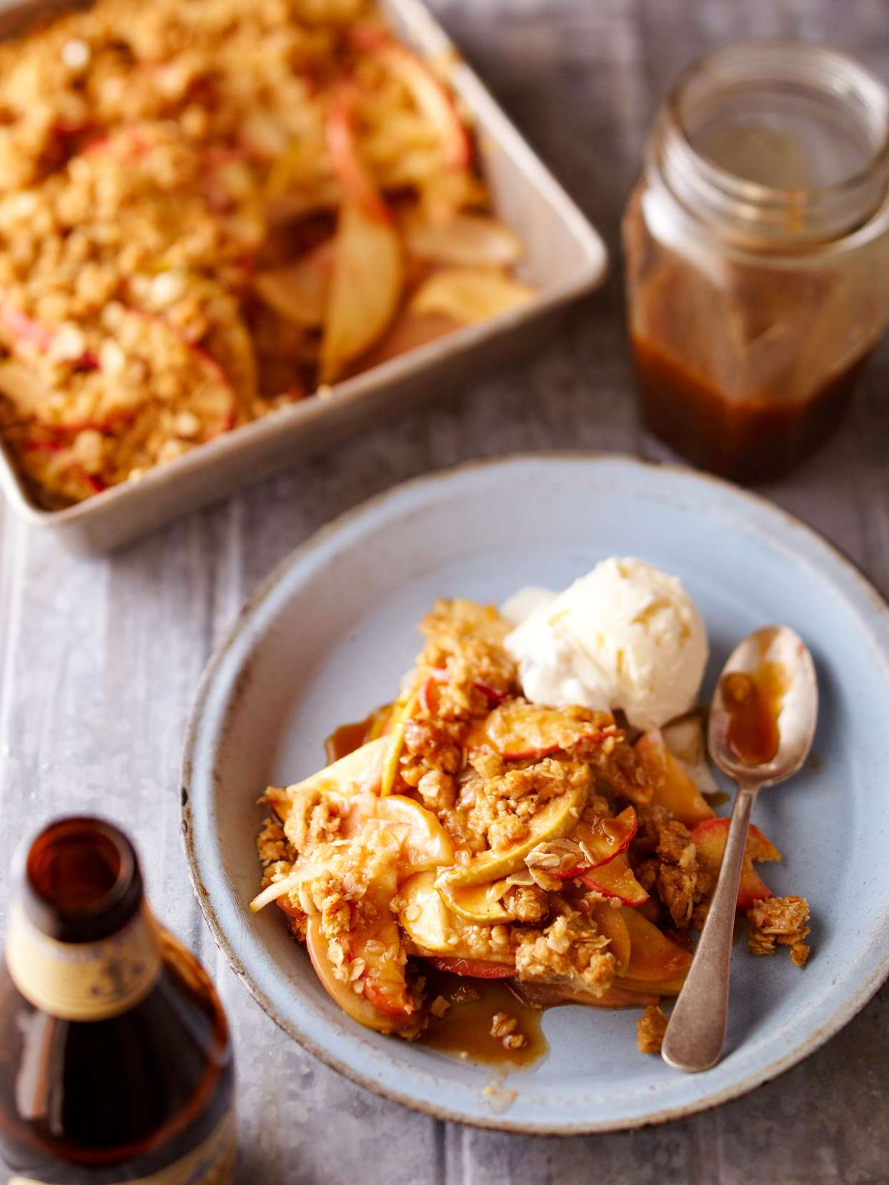 Grilled Apple Crisp with Porter Toffee Sauce