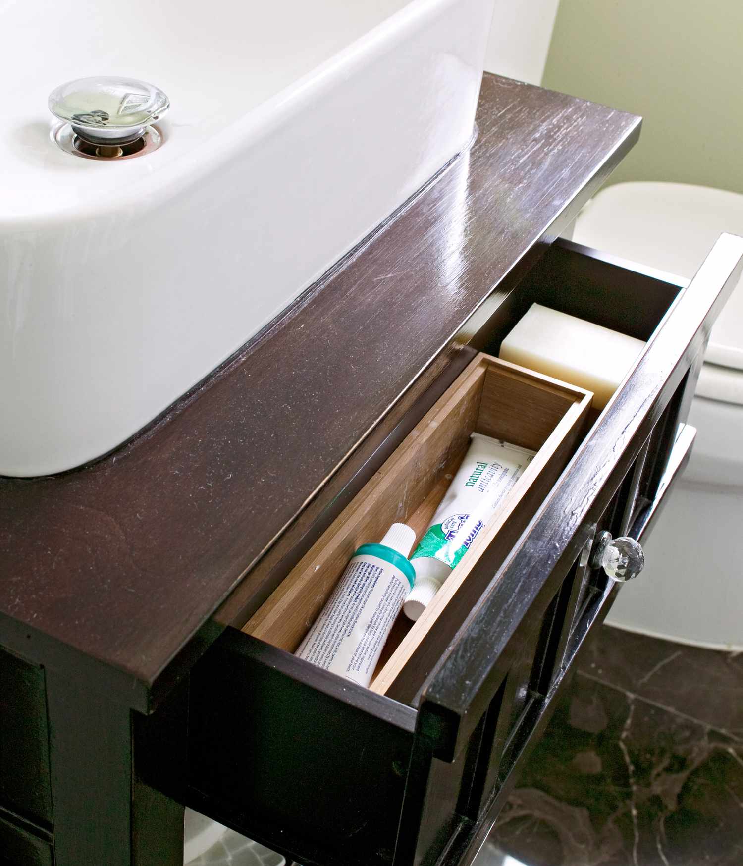 vanity drawer modern style green bathroom