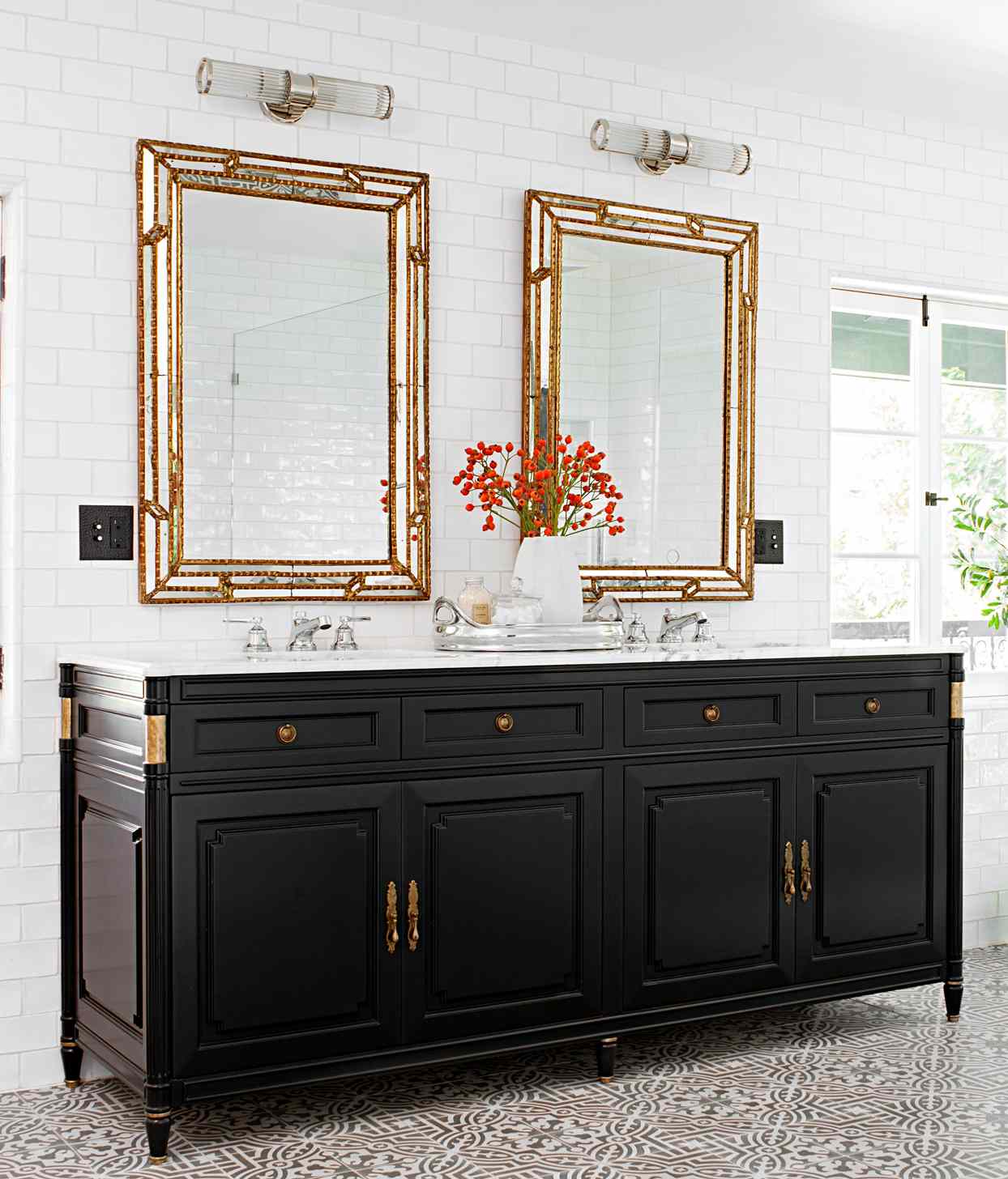 bathroom mirror and vanity