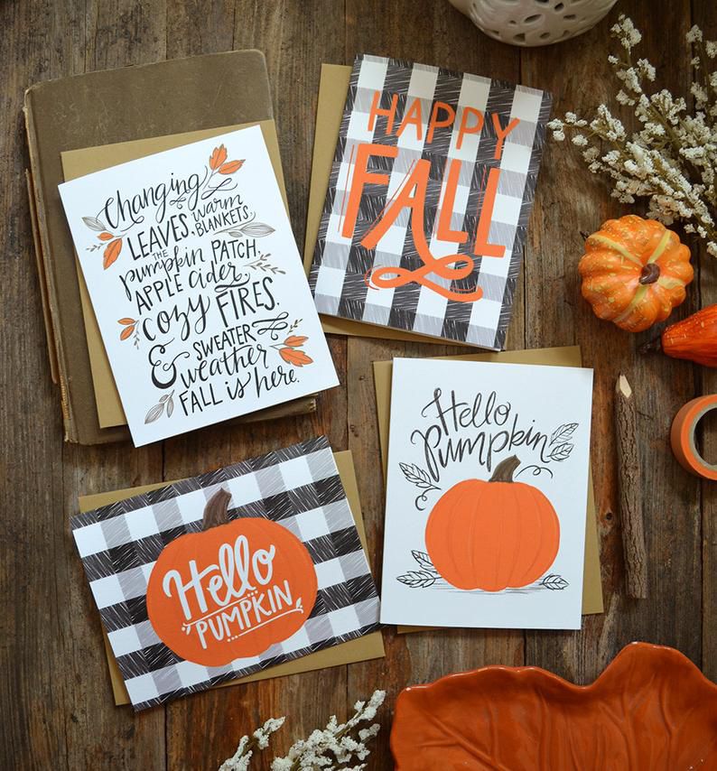 set of fall cards