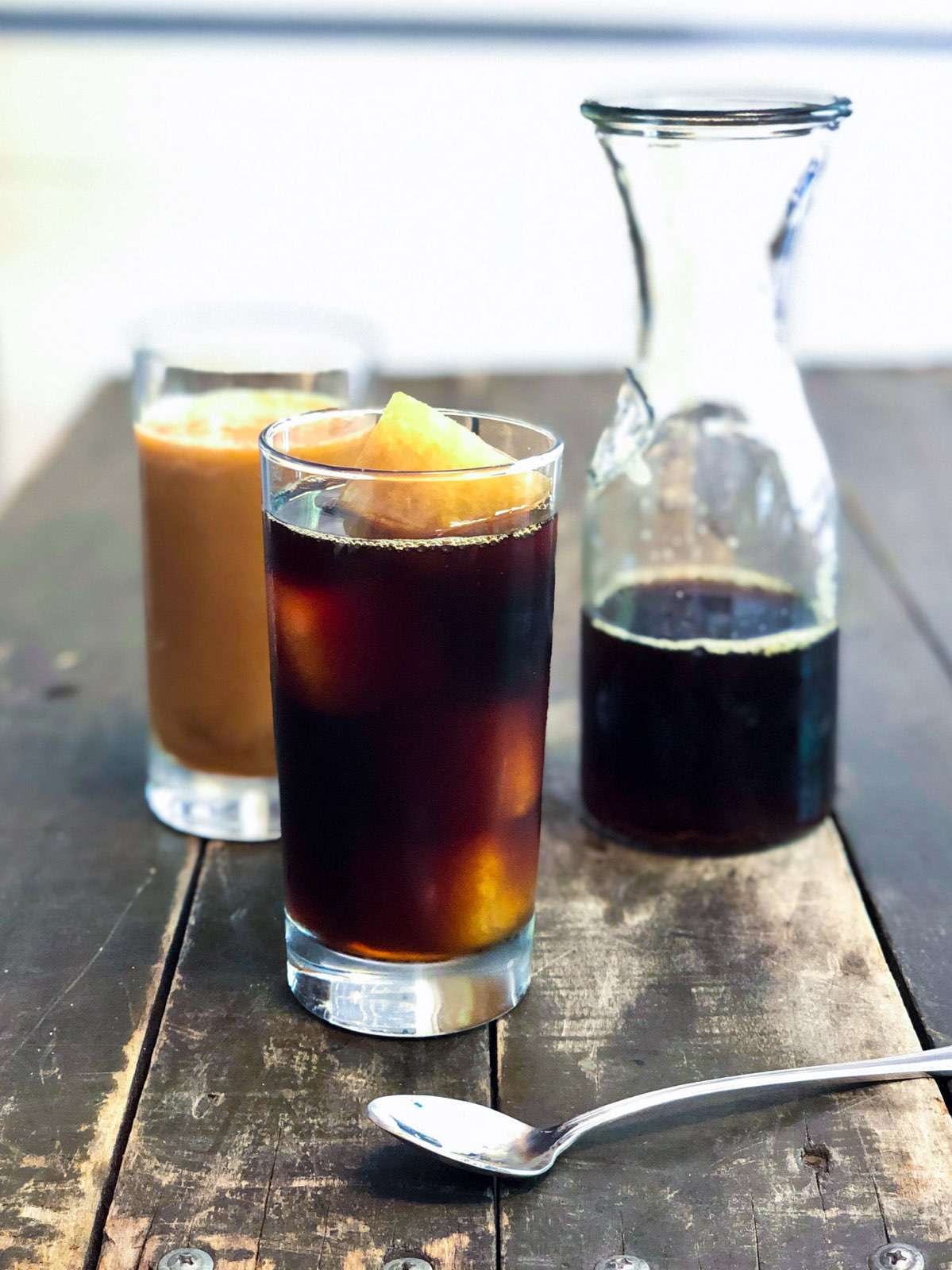 maple ice cubes in iced coffee