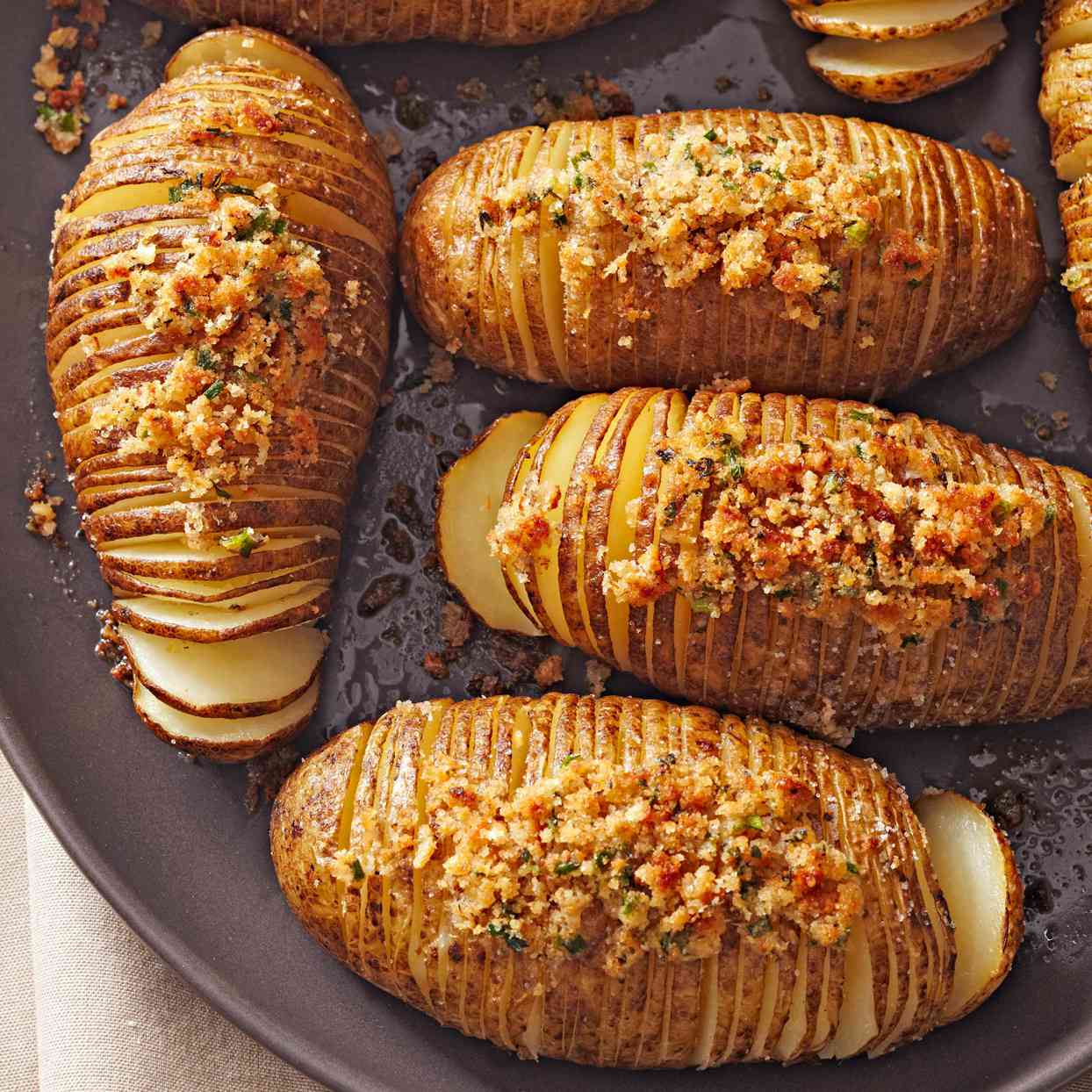 Hasselback Potatoes with Seasoned Breadcrumbs