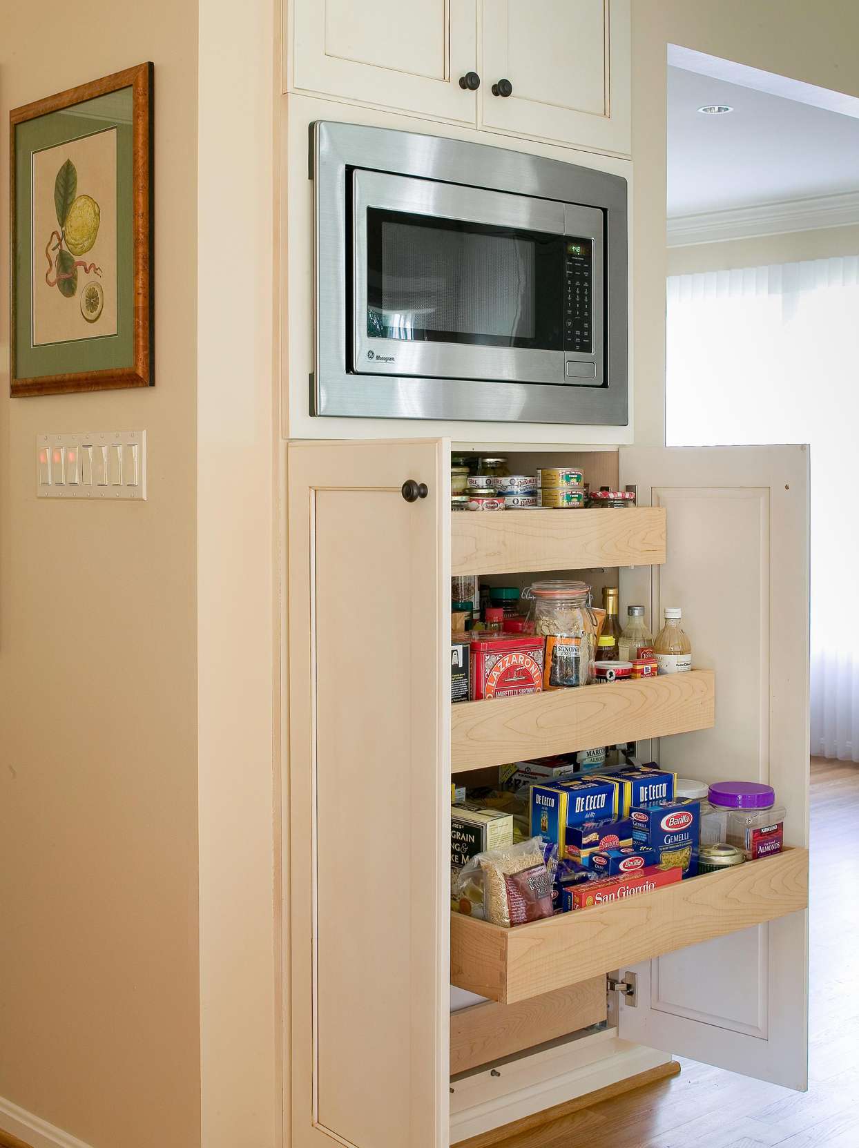 compact pantry below microwave