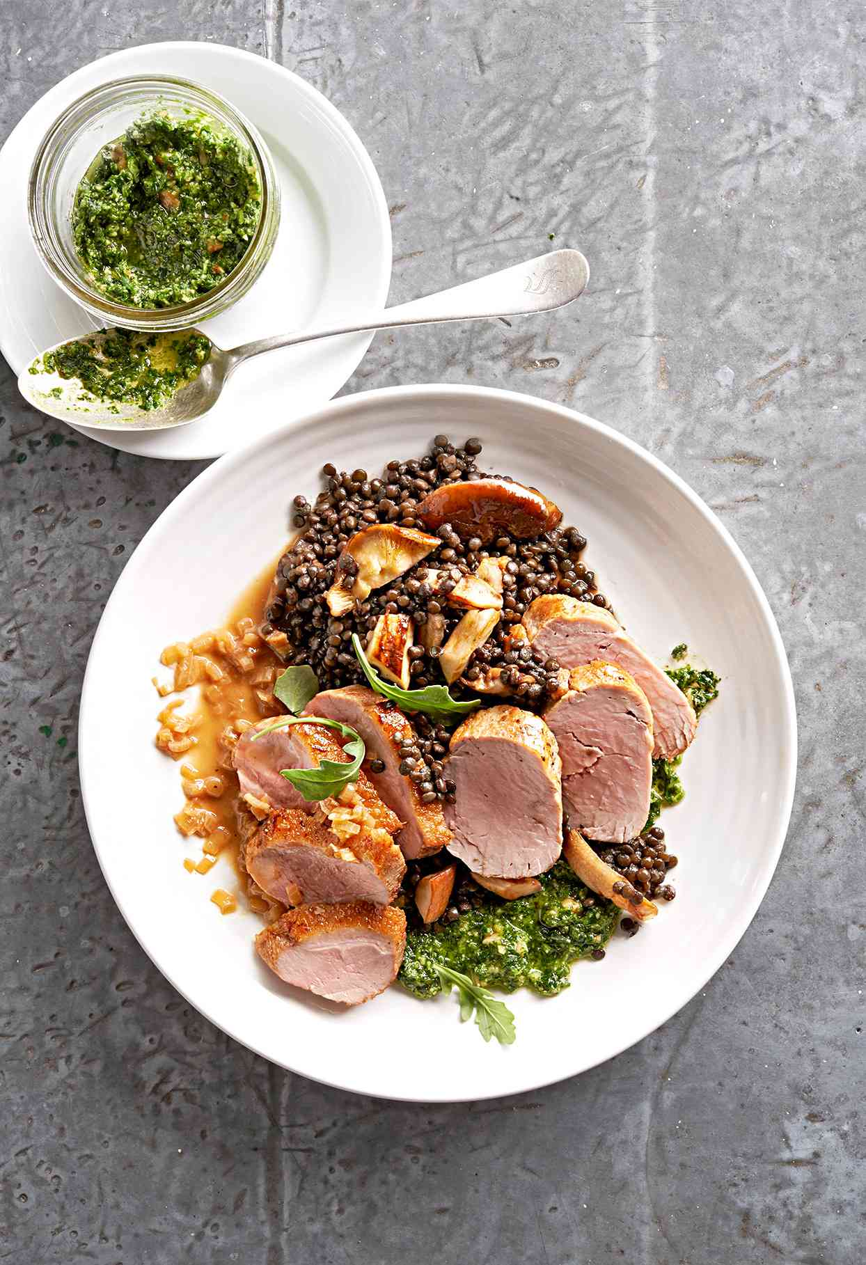 Roasted Pork and Duck with Lentils
