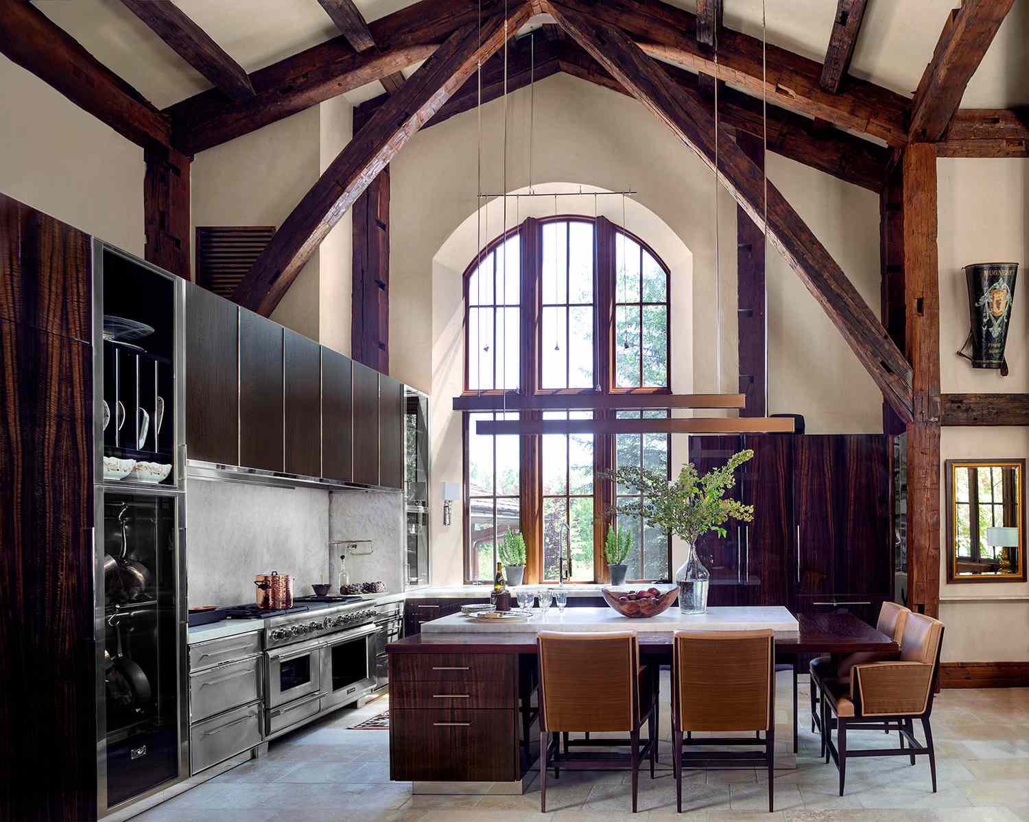 kitchen with high ceiling