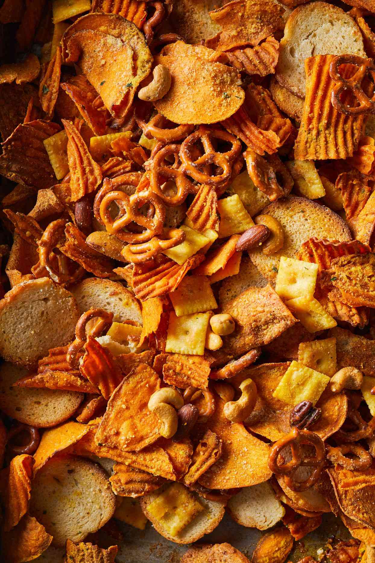 close-up of Parmesan-Ranch Sweet Potato Snack Mix