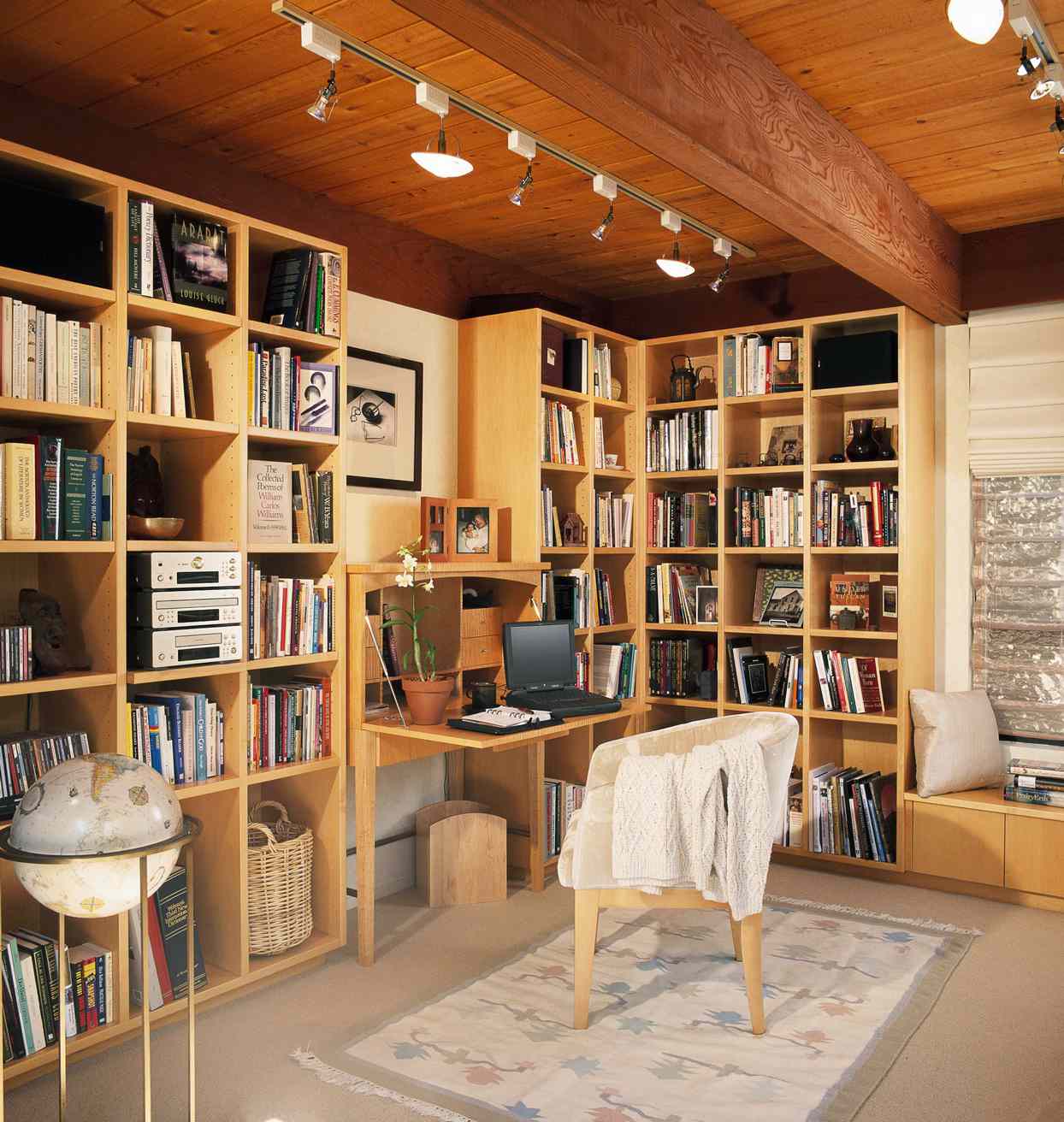 home office with bookshelves