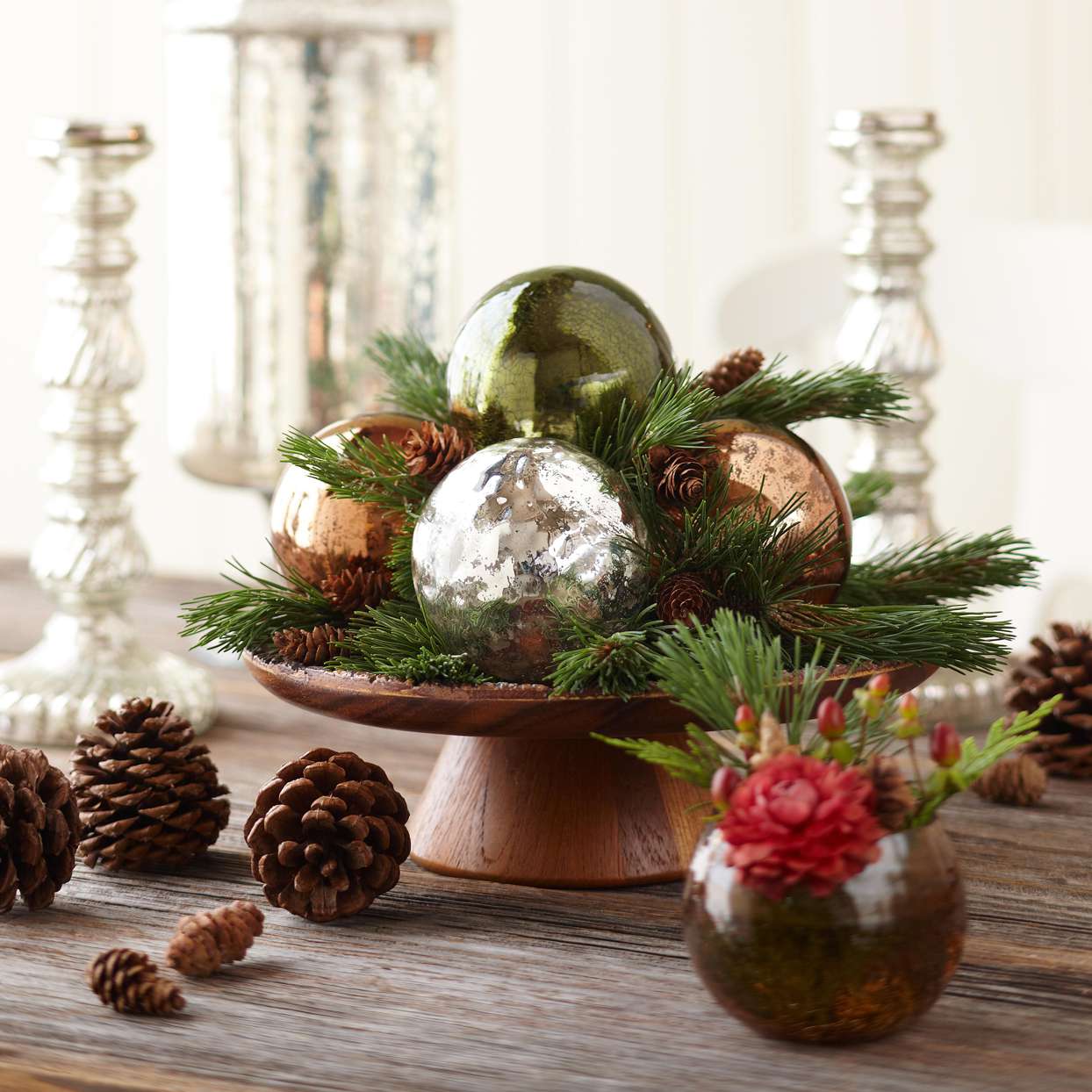 Combine Greenery and Ornaments