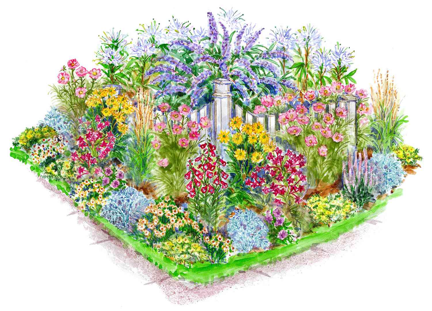 tiny corner garden plan illustration