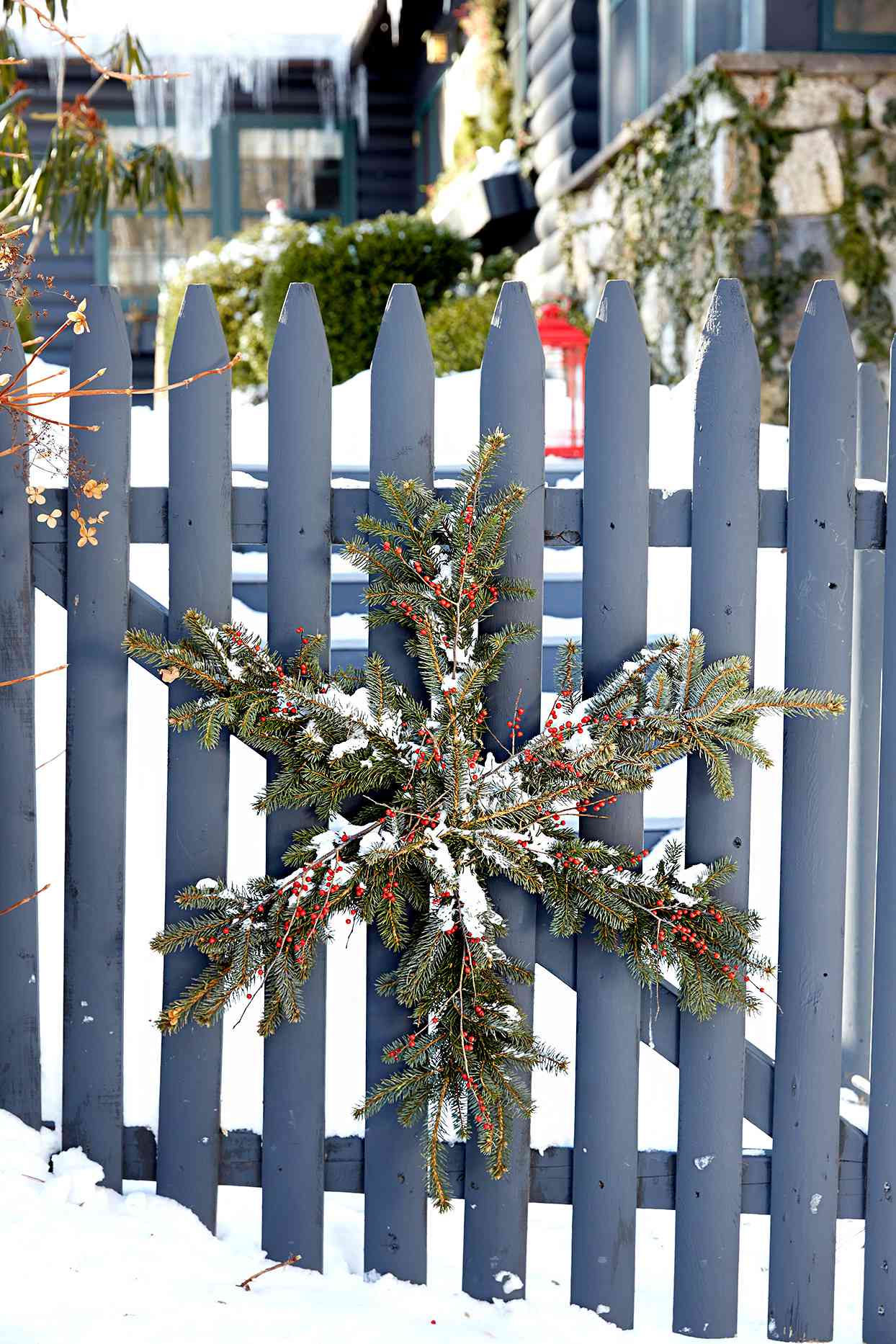 close up of gate with wreath