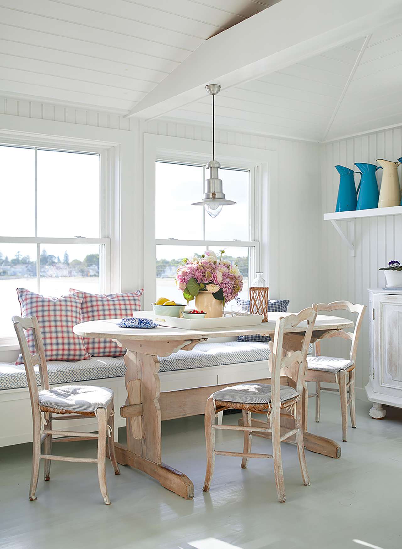 cottage dining room by windows