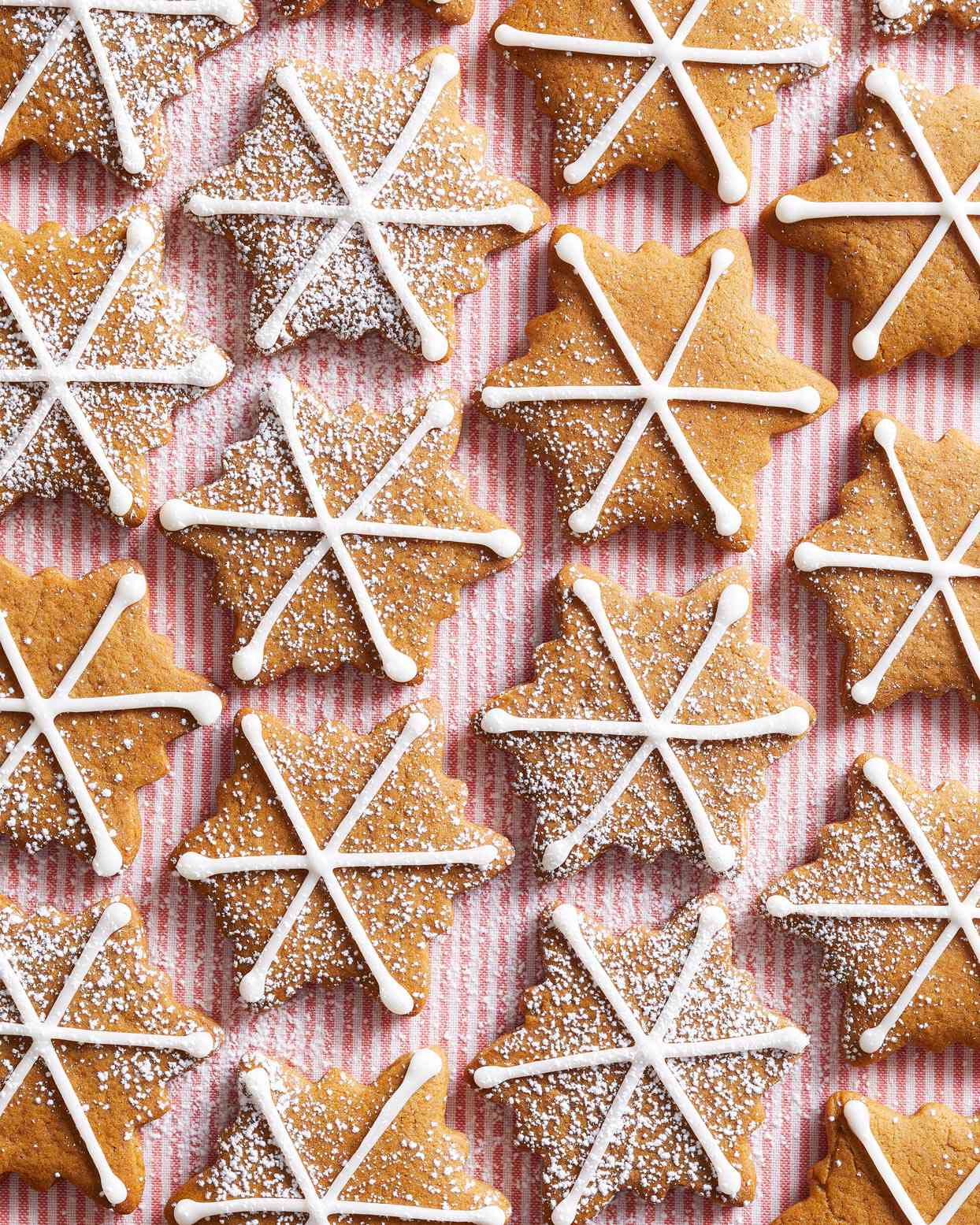 Gingerbread Snowflakes with powdered sugar icing