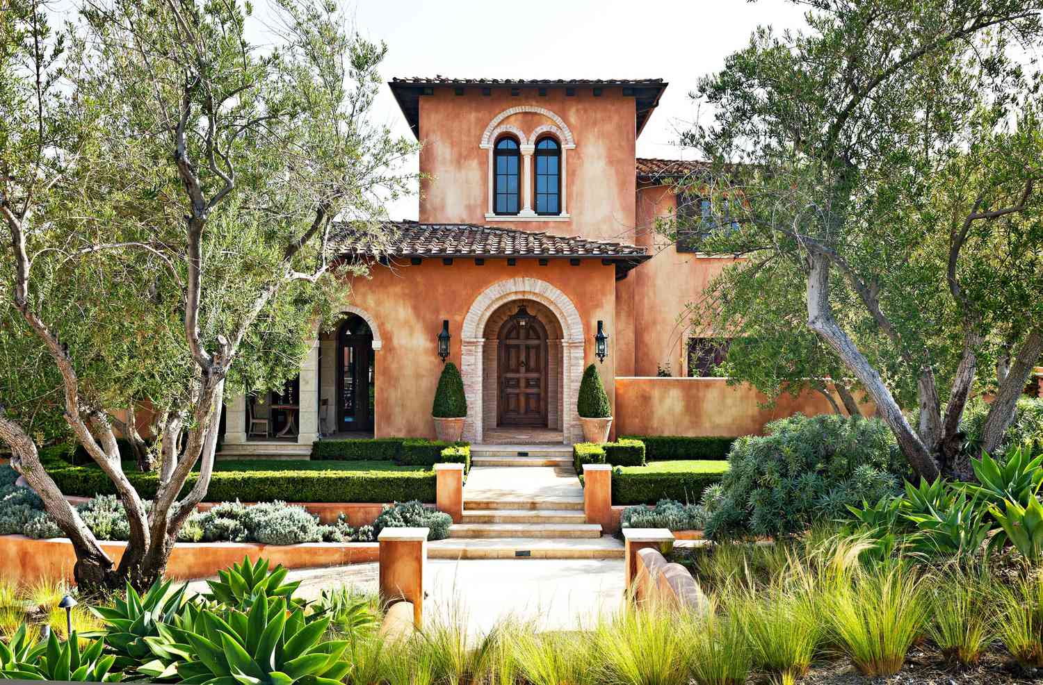castle-inspired stucco home