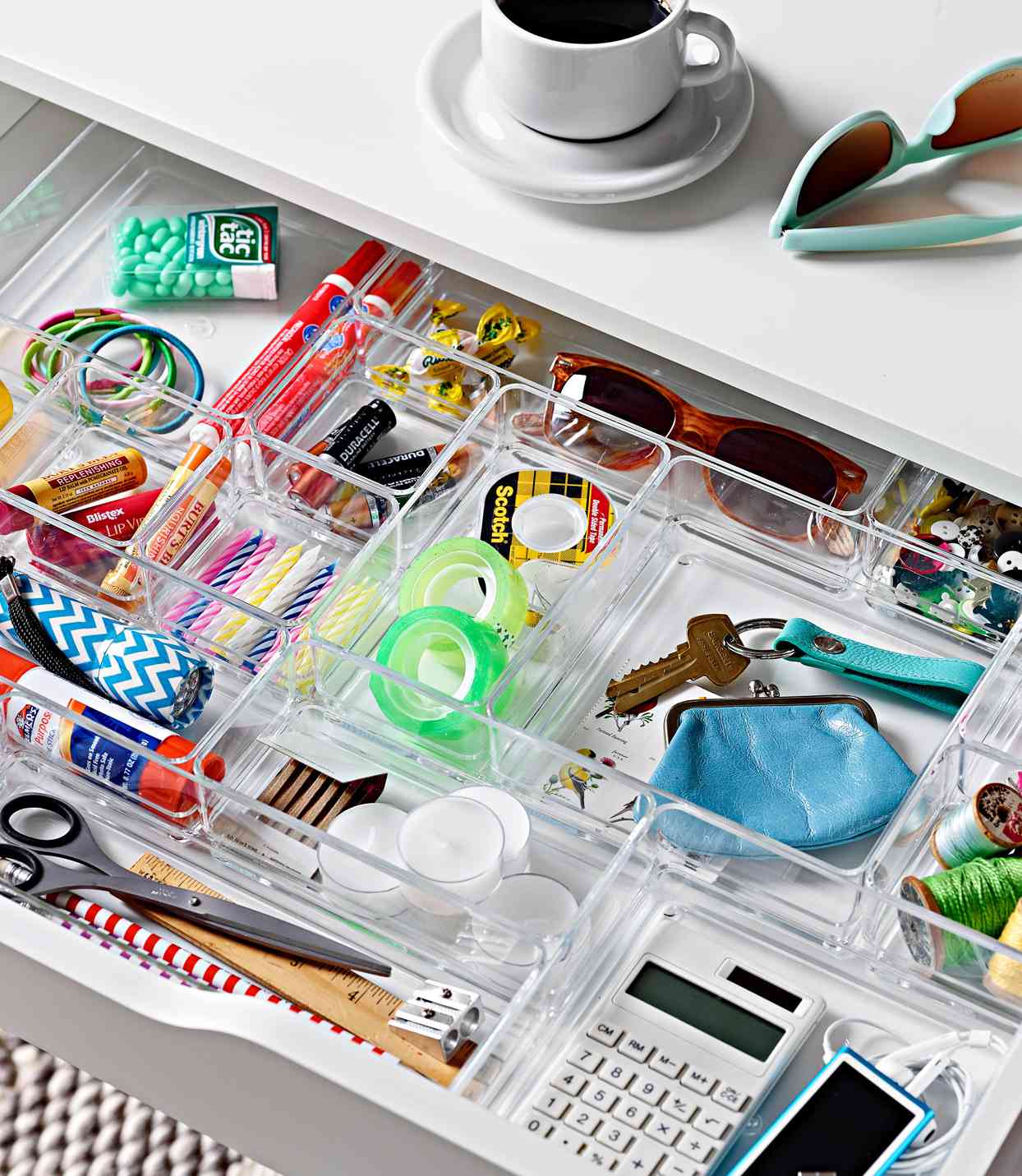 office supplies storage drawer with dividers