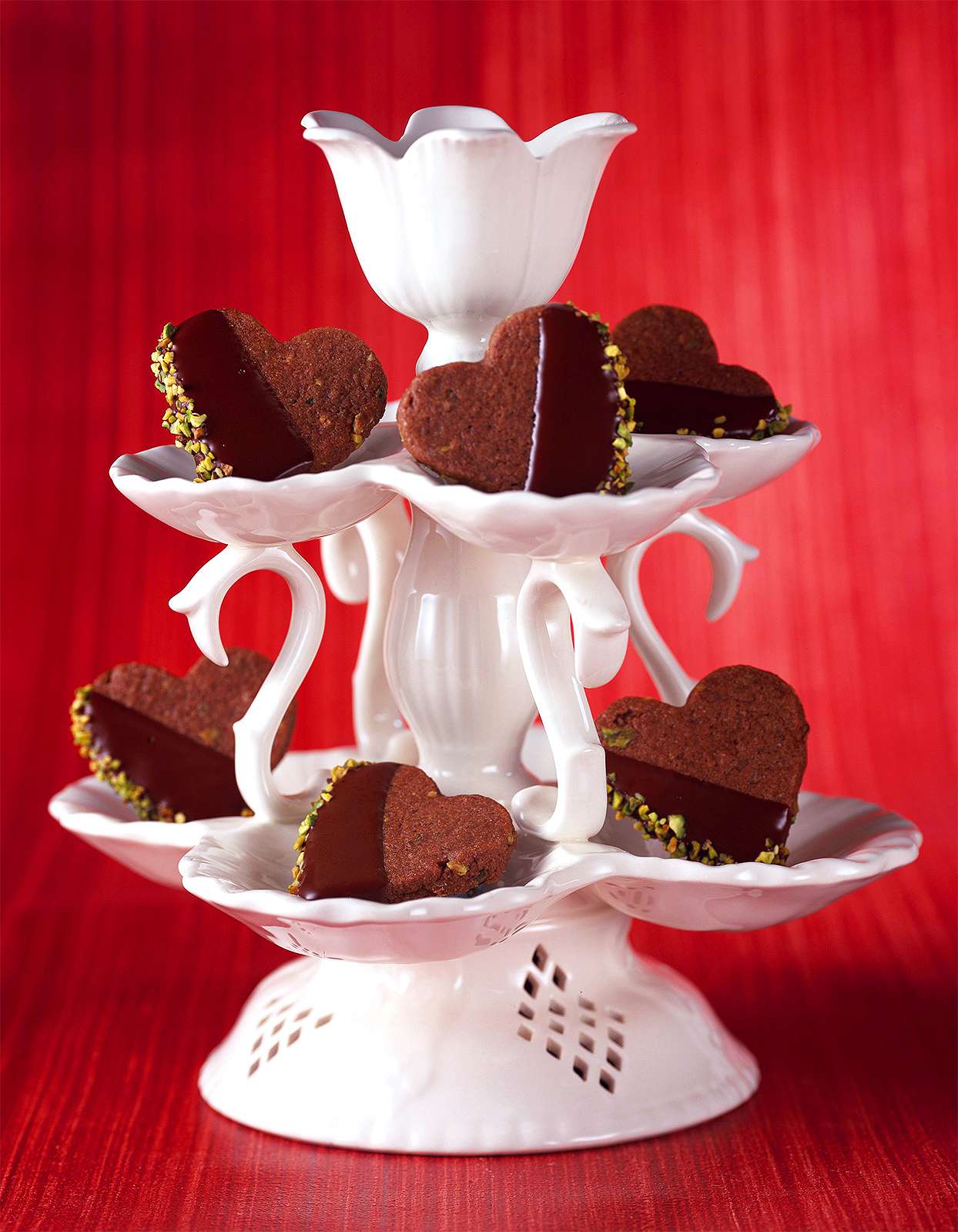 Chocolate Pistachio Heart Cookies