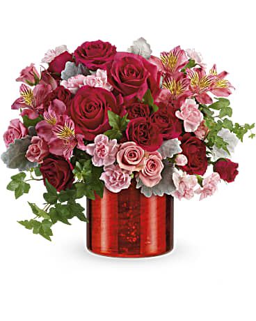 red and pink valentine bouquet