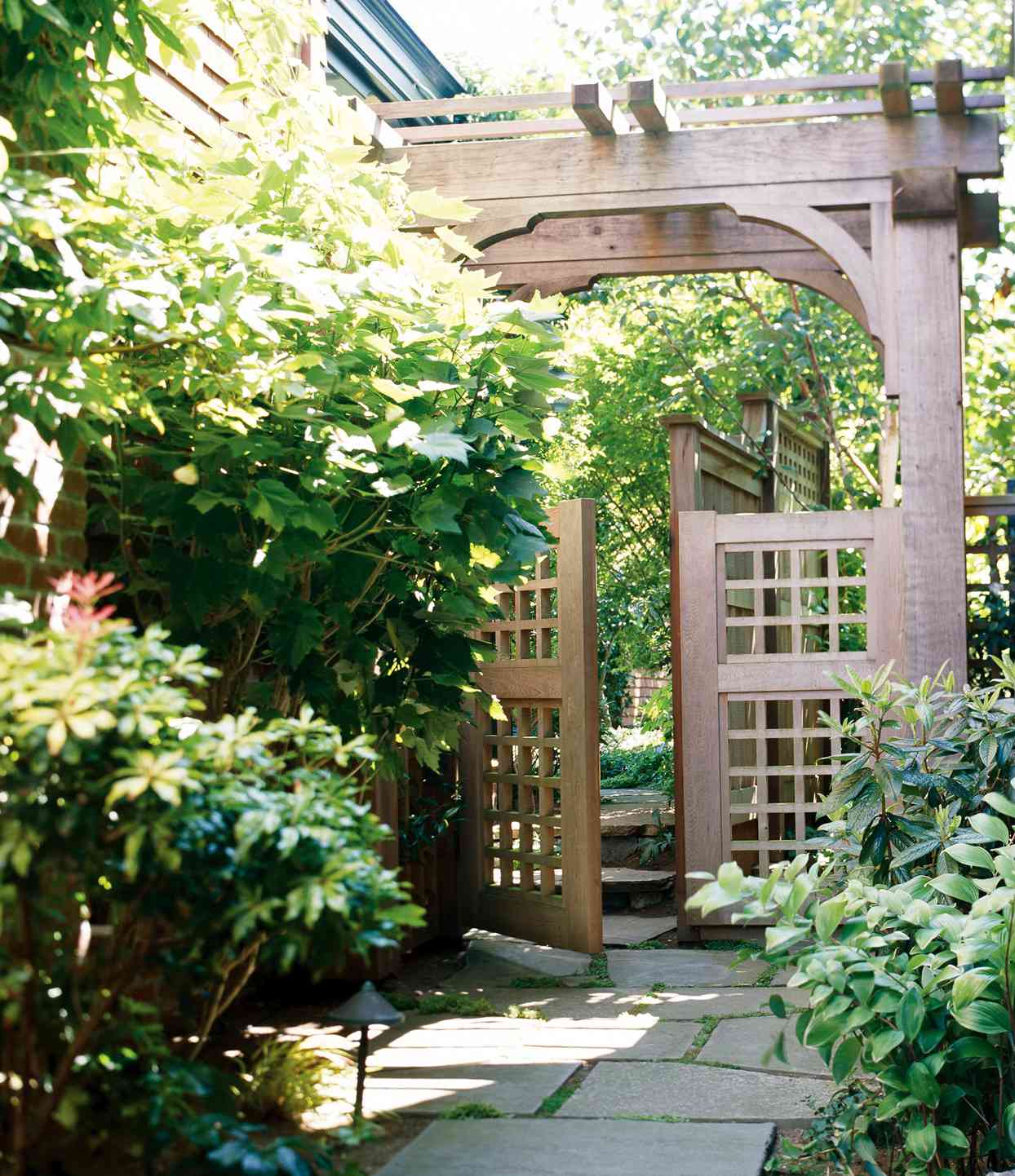 asian-inspired garden arbor gate