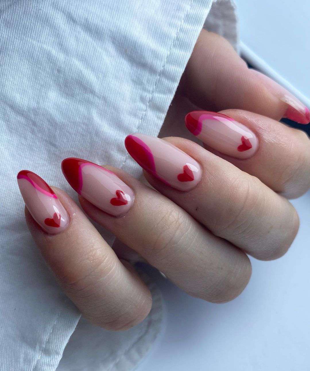 valentines day nails with negative space