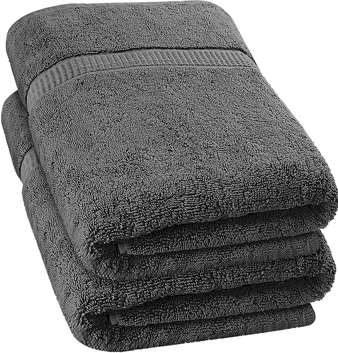folded dark gray large bath towels