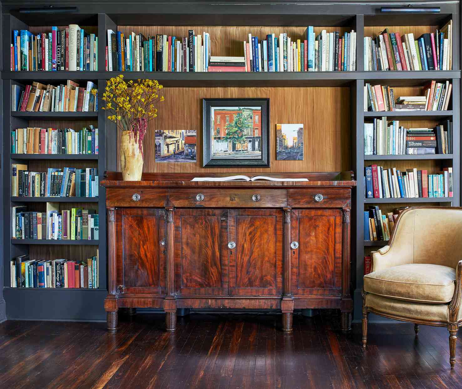 black bookshelves antique hutch