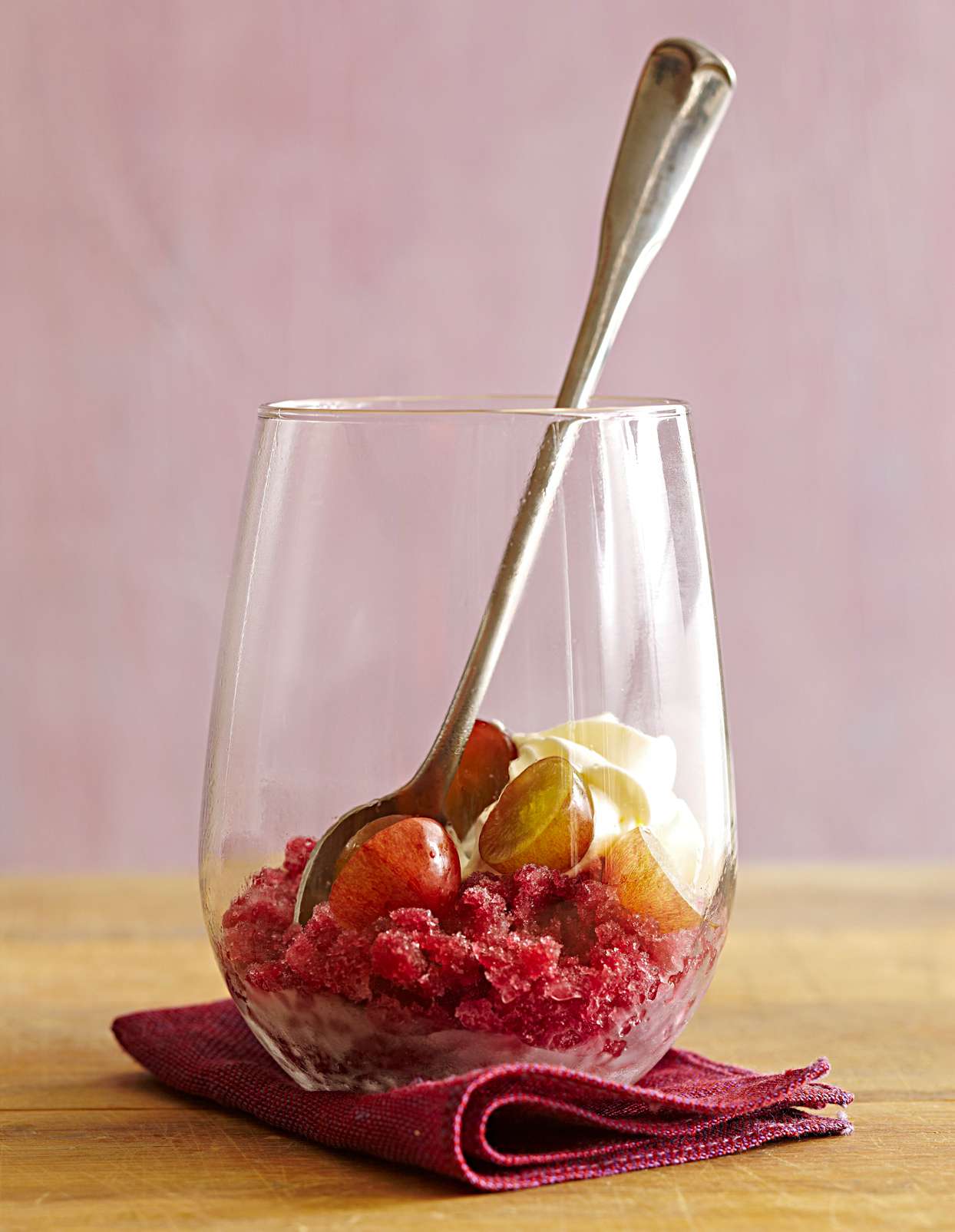 Spiced Zinfandel Granita with Grapes and Cream