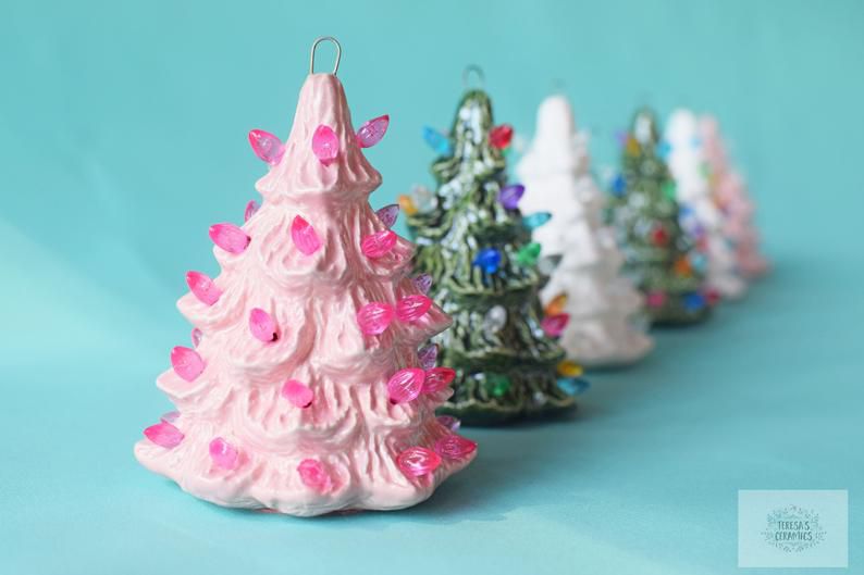 pink ceramic tree with pink bulbs