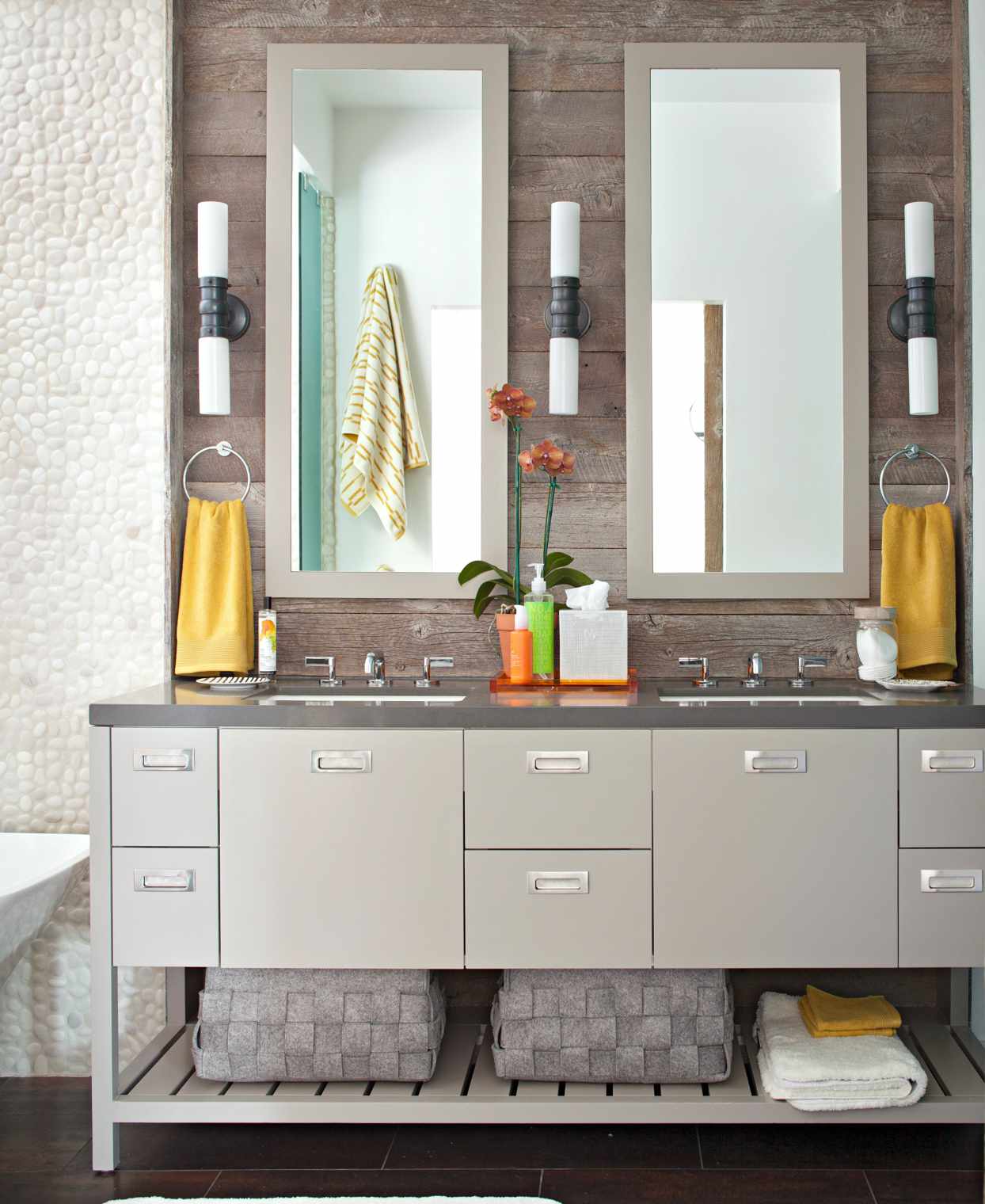 sleek grey bathroom vanity