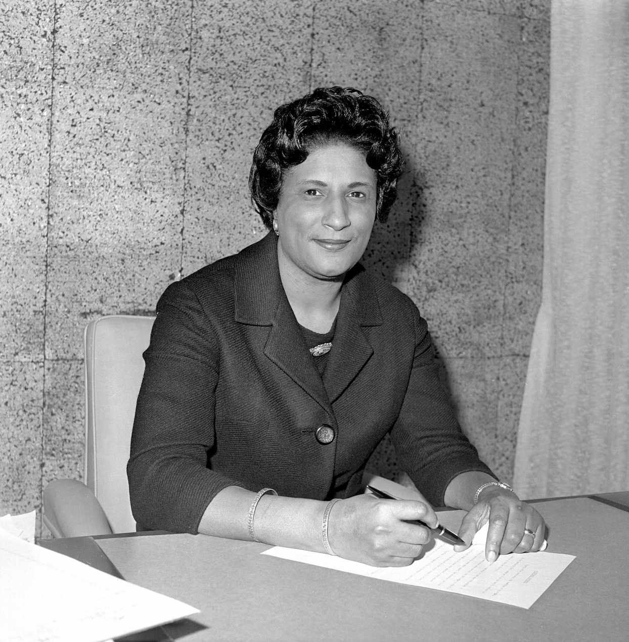 Constance Baker Motley at a desk