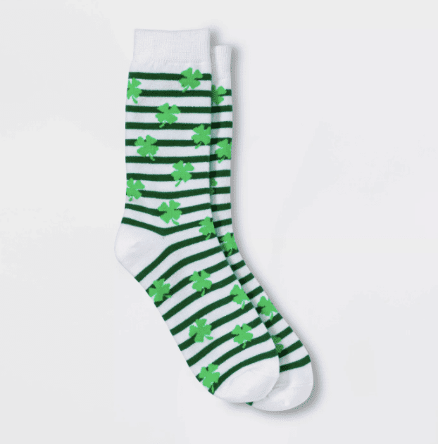green and white shamrock socks