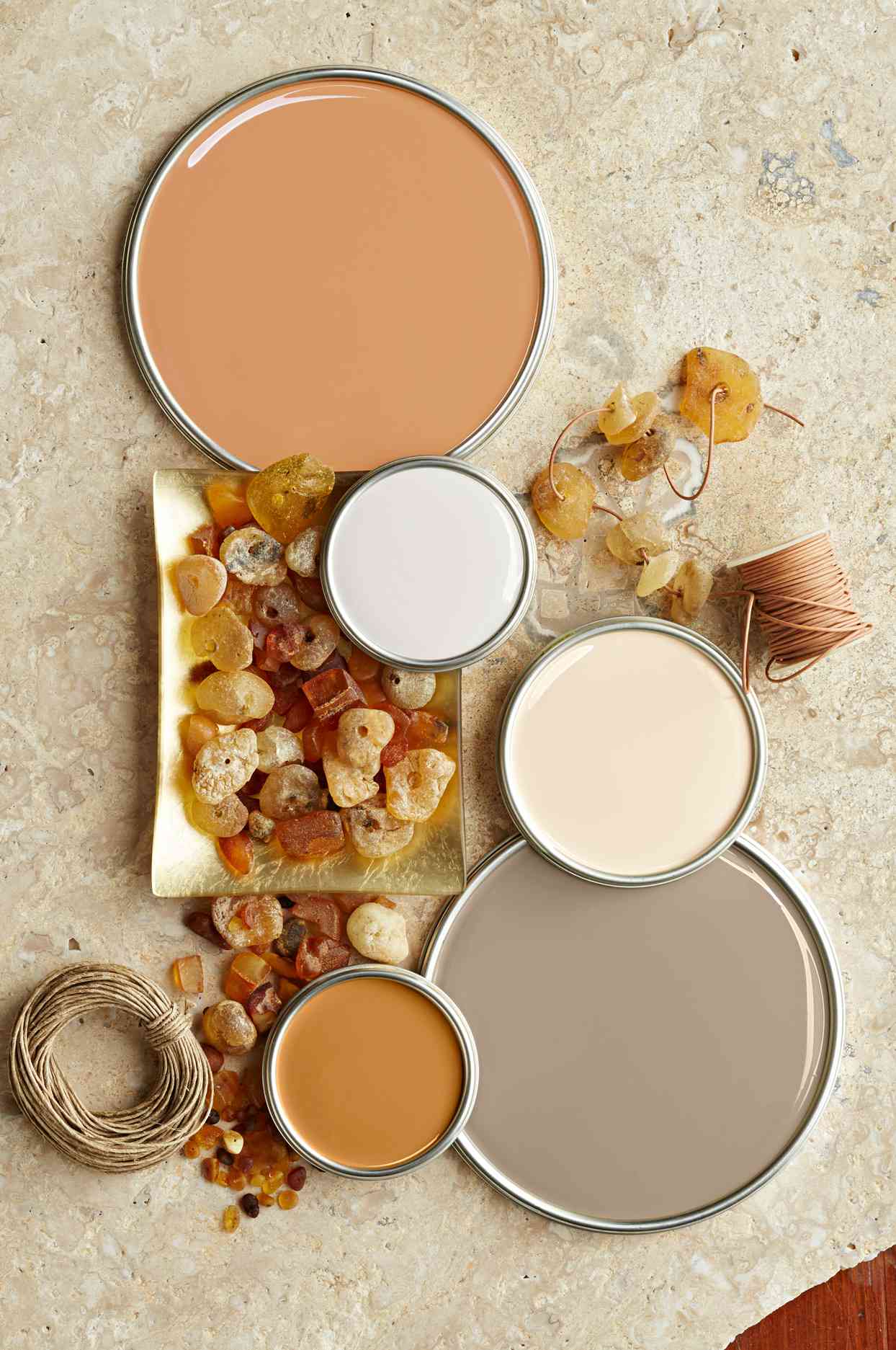 neutral amber colored paint lids