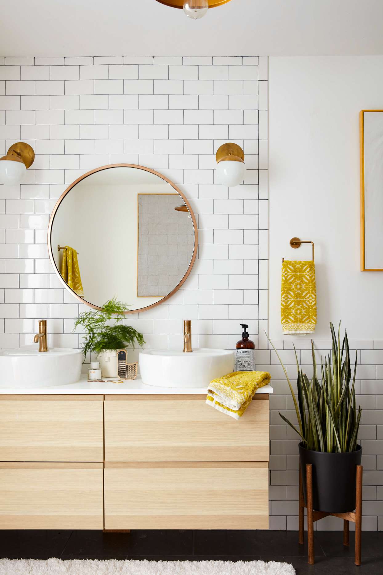 bathroom vanity with 4 drawers in light wood