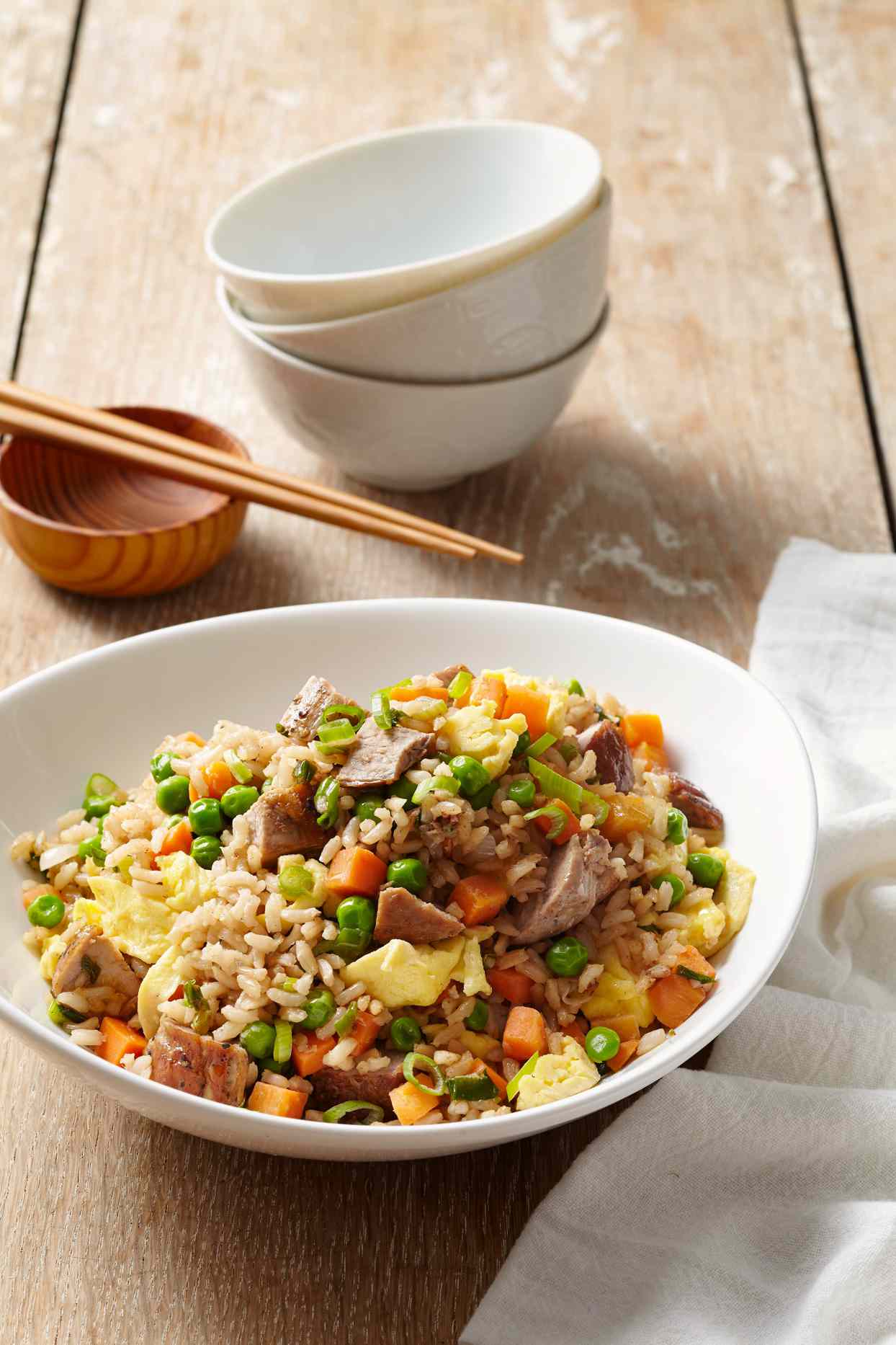Quick Pork-and-Vegetable Fried Brown Rice