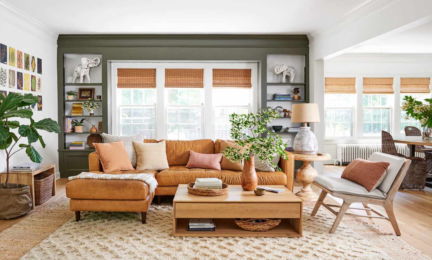 earth tone living room with sectional