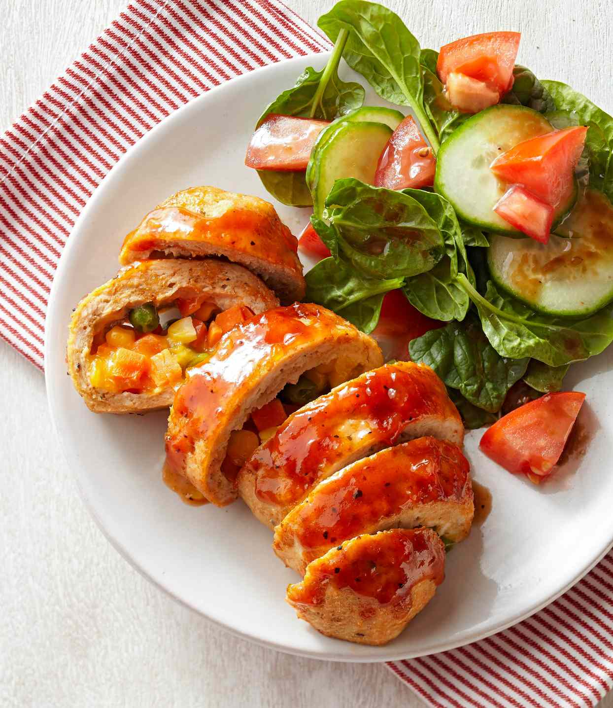Turkey Meat Loaf Pockets with Peach-Barbecue Glaze
