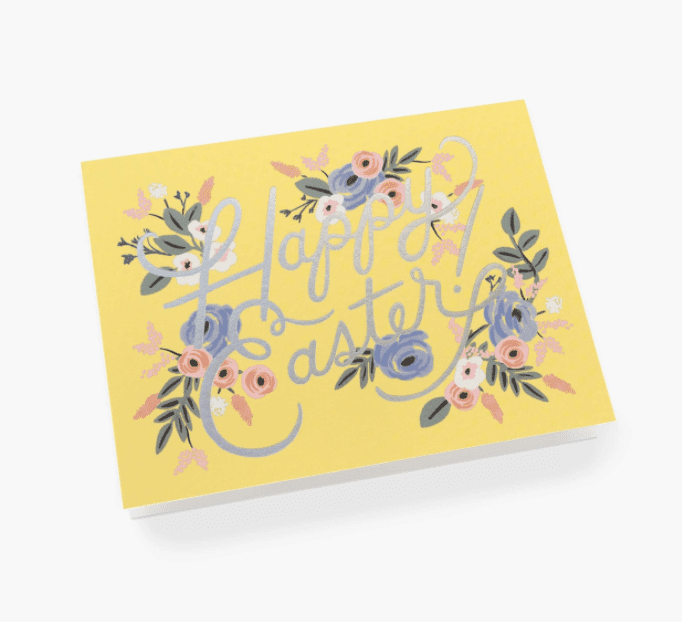 yellow greeting card that says happy easter
